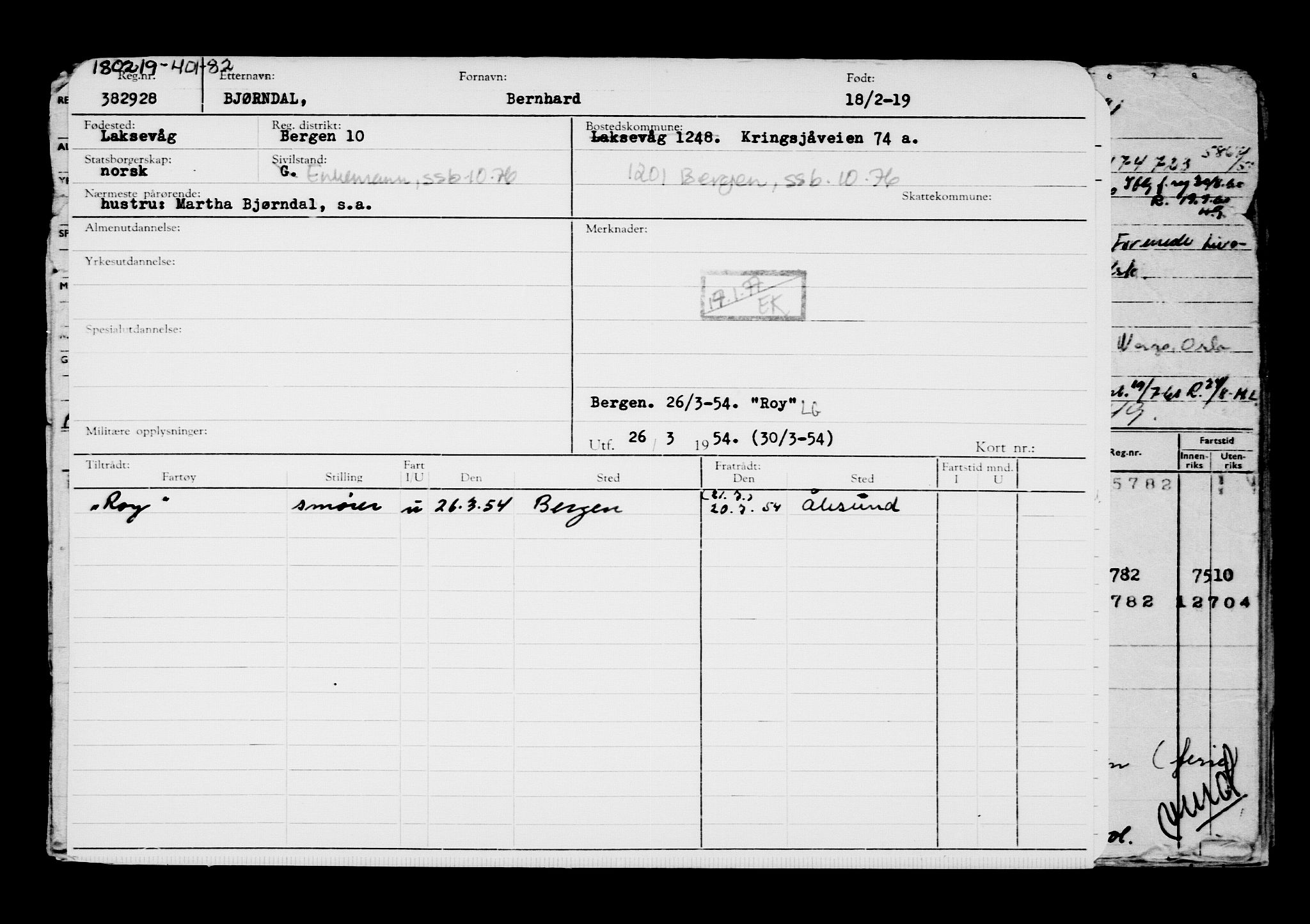 Direktoratet for sjømenn, RA/S-3545/G/Gb/L0166: Hovedkort, 1919, s. 366