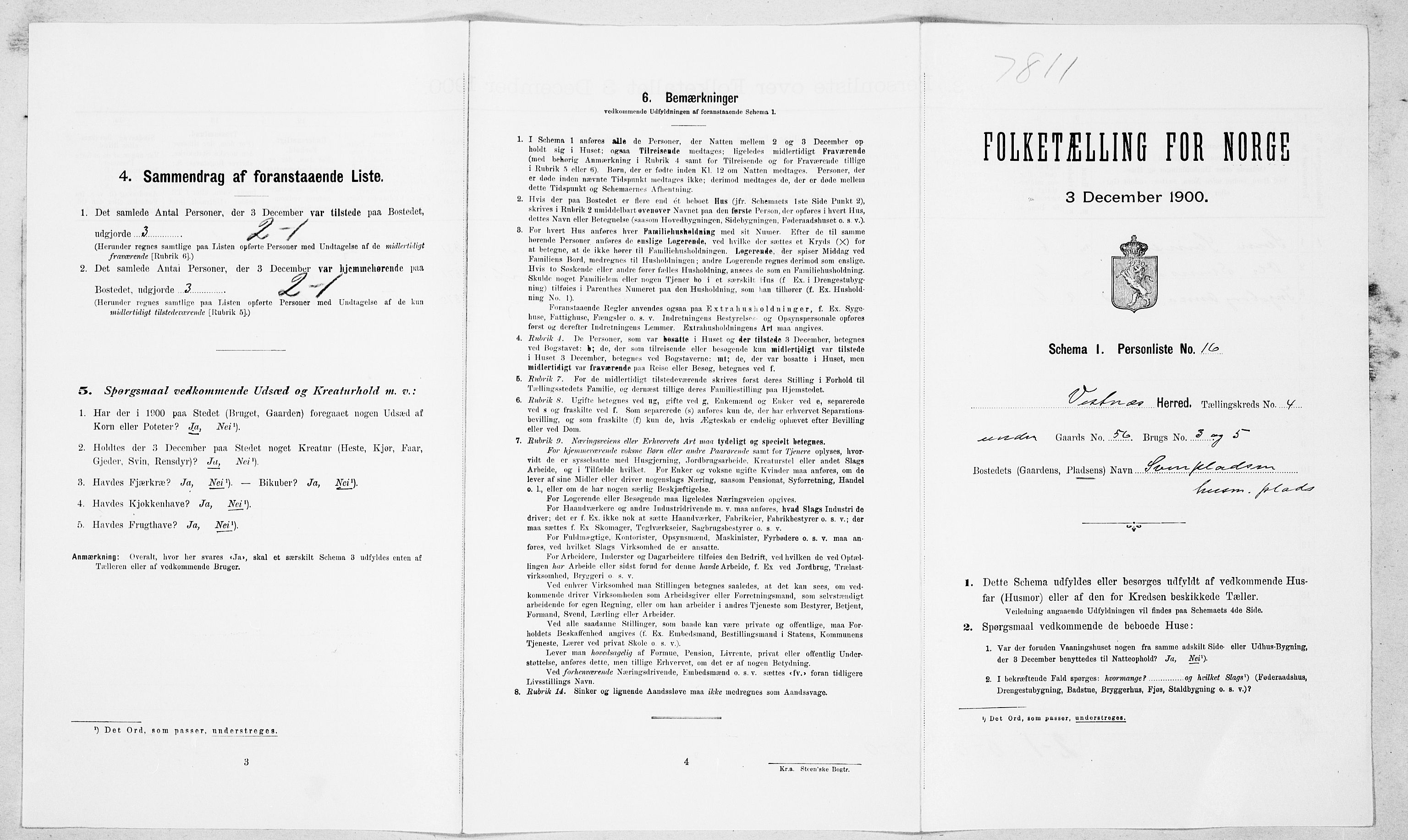 SAT, Folketelling 1900 for 1535 Vestnes herred, 1900, s. 481
