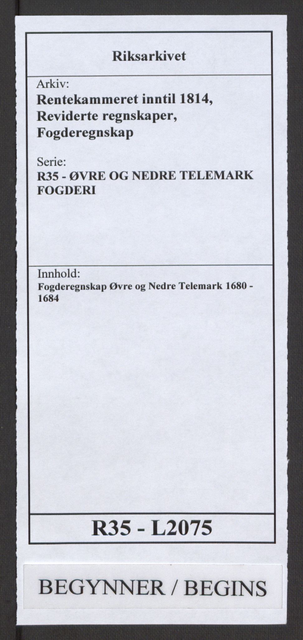 Rentekammeret inntil 1814, Reviderte regnskaper, Fogderegnskap, RA/EA-4092/R35/L2075: Fogderegnskap Øvre og Nedre Telemark, 1680-1684, s. 1