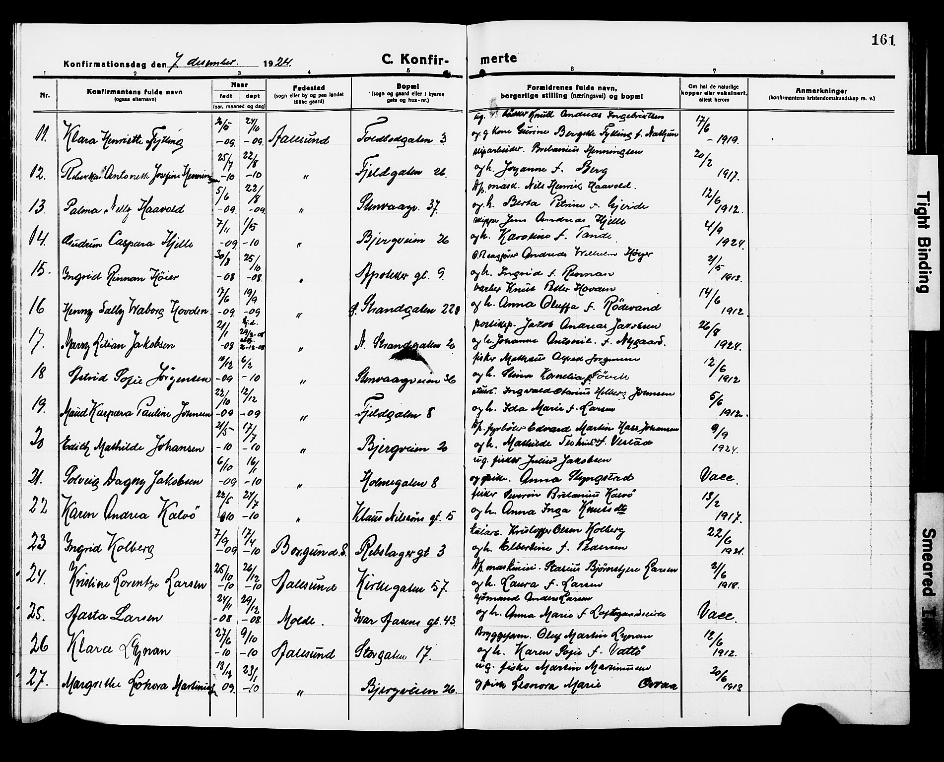 Ministerialprotokoller, klokkerbøker og fødselsregistre - Møre og Romsdal, AV/SAT-A-1454/529/L0472: Klokkerbok nr. 529C09, 1917-1929, s. 161