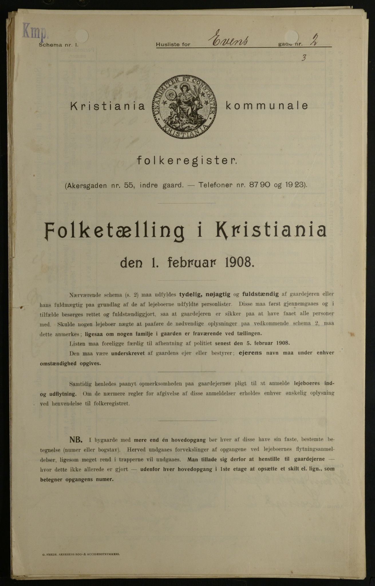 OBA, Kommunal folketelling 1.2.1908 for Kristiania kjøpstad, 1908, s. 20820