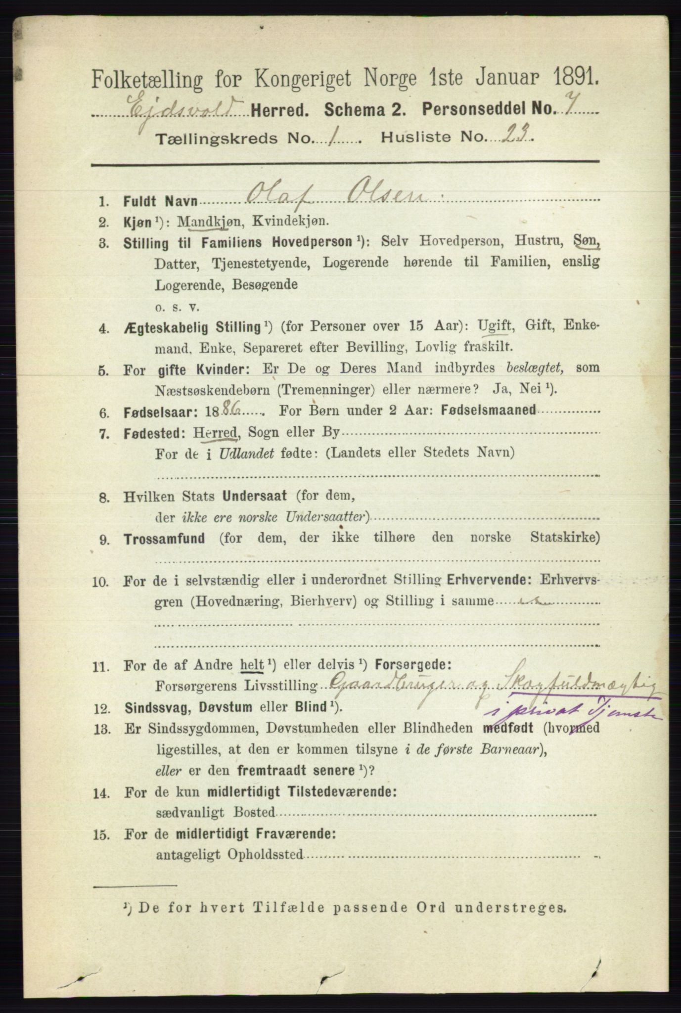 RA, Folketelling 1891 for 0237 Eidsvoll herred, 1891, s. 316