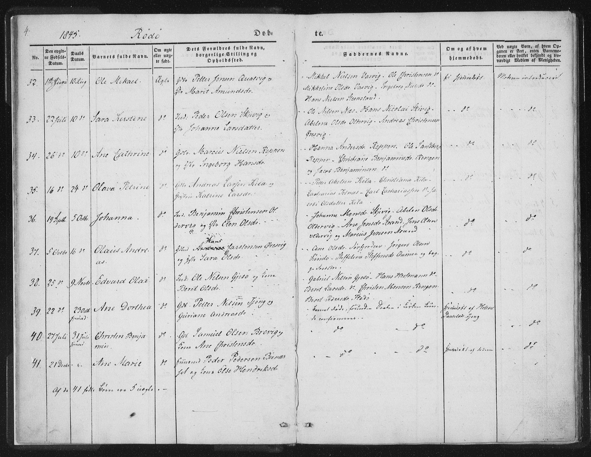 Ministerialprotokoller, klokkerbøker og fødselsregistre - Nordland, AV/SAT-A-1459/841/L0602: Ministerialbok nr. 841A08 /1, 1845-1859, s. 4