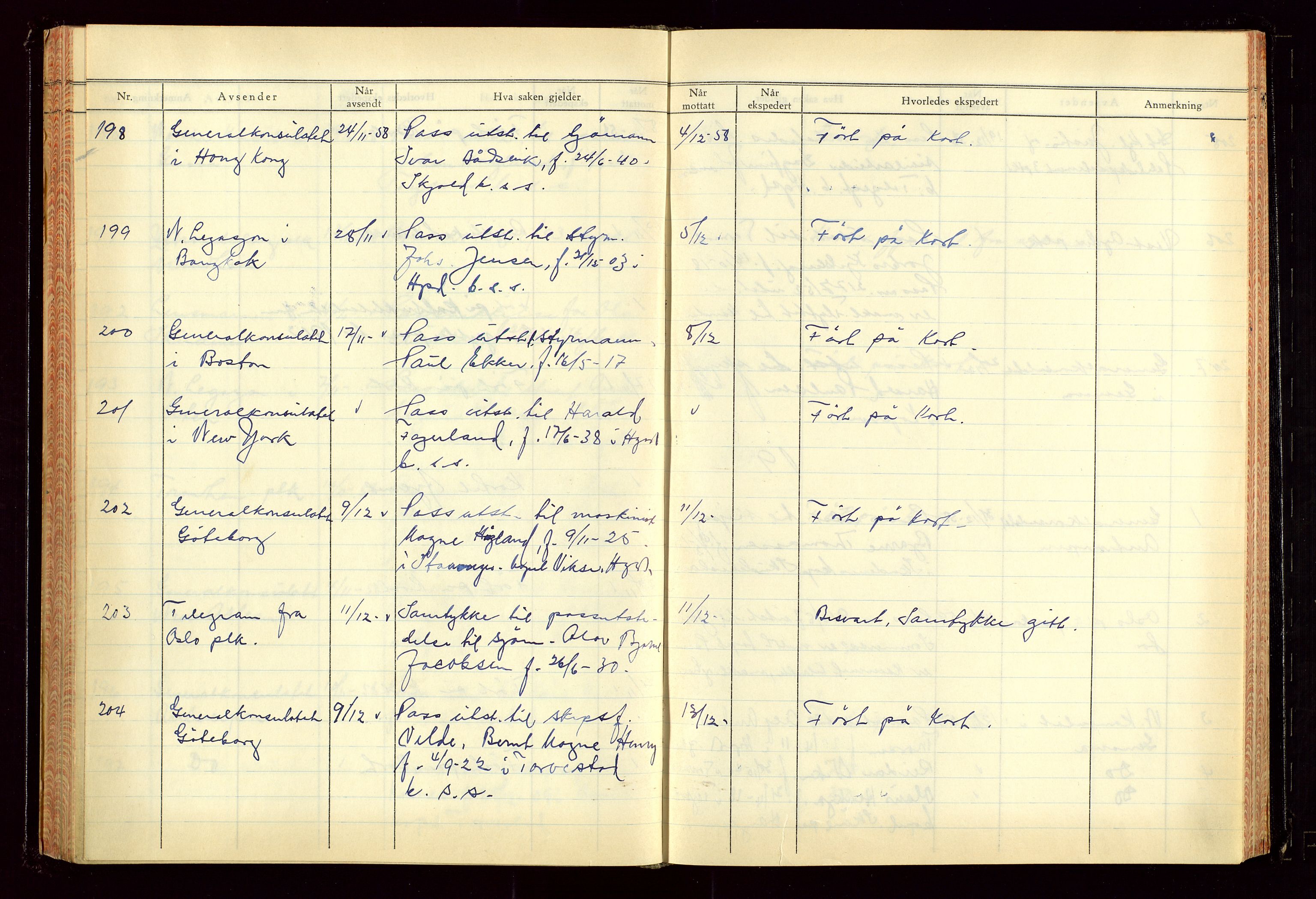 Haugesund politikammer, AV/SAST-A-100440/K/L0007: Passjournal (16 12 53-07 1065), 1953-1965, s. 110