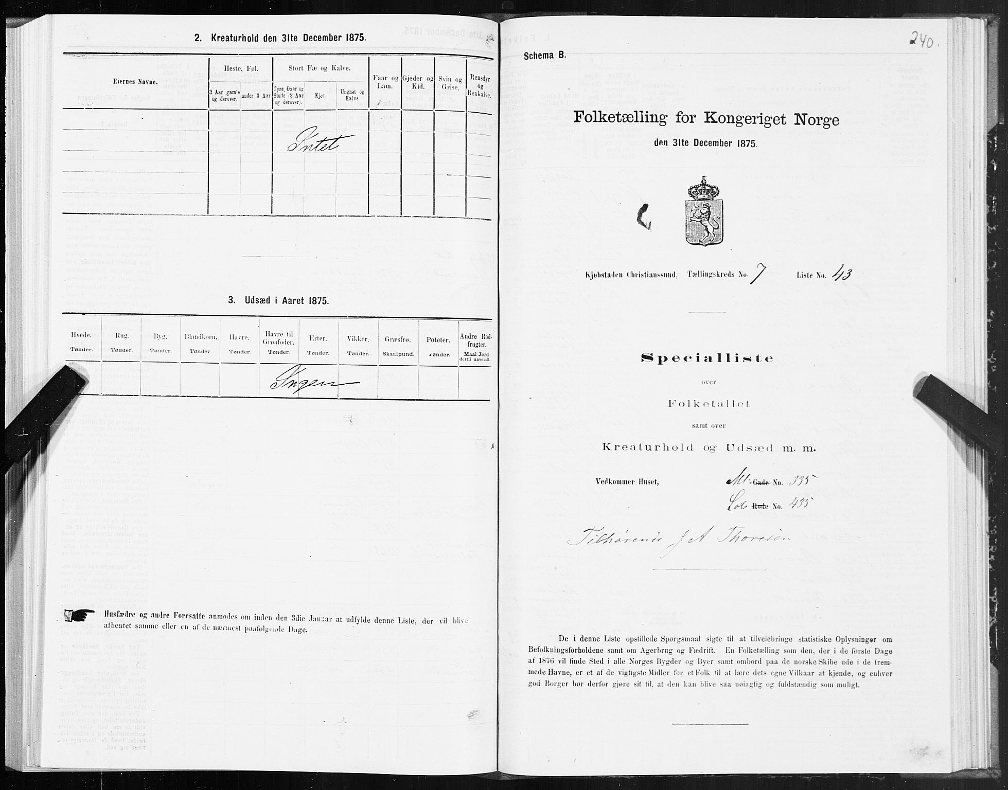 SAT, Folketelling 1875 for 1503B Kristiansund prestegjeld, Kristiansund kjøpstad, 1875, s. 5240