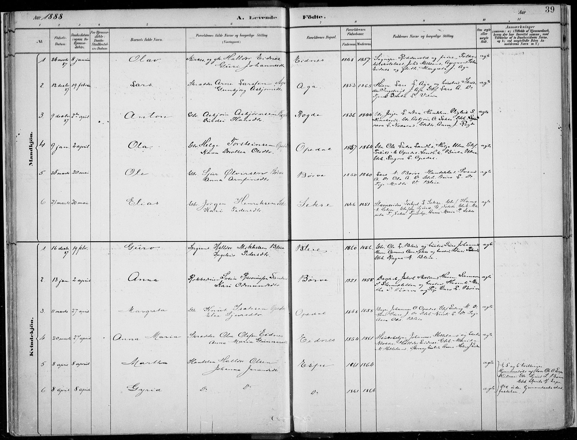 Ullensvang sokneprestembete, AV/SAB-A-78701/H/Haa: Ministerialbok nr. B  1, 1882-1918, s. 39