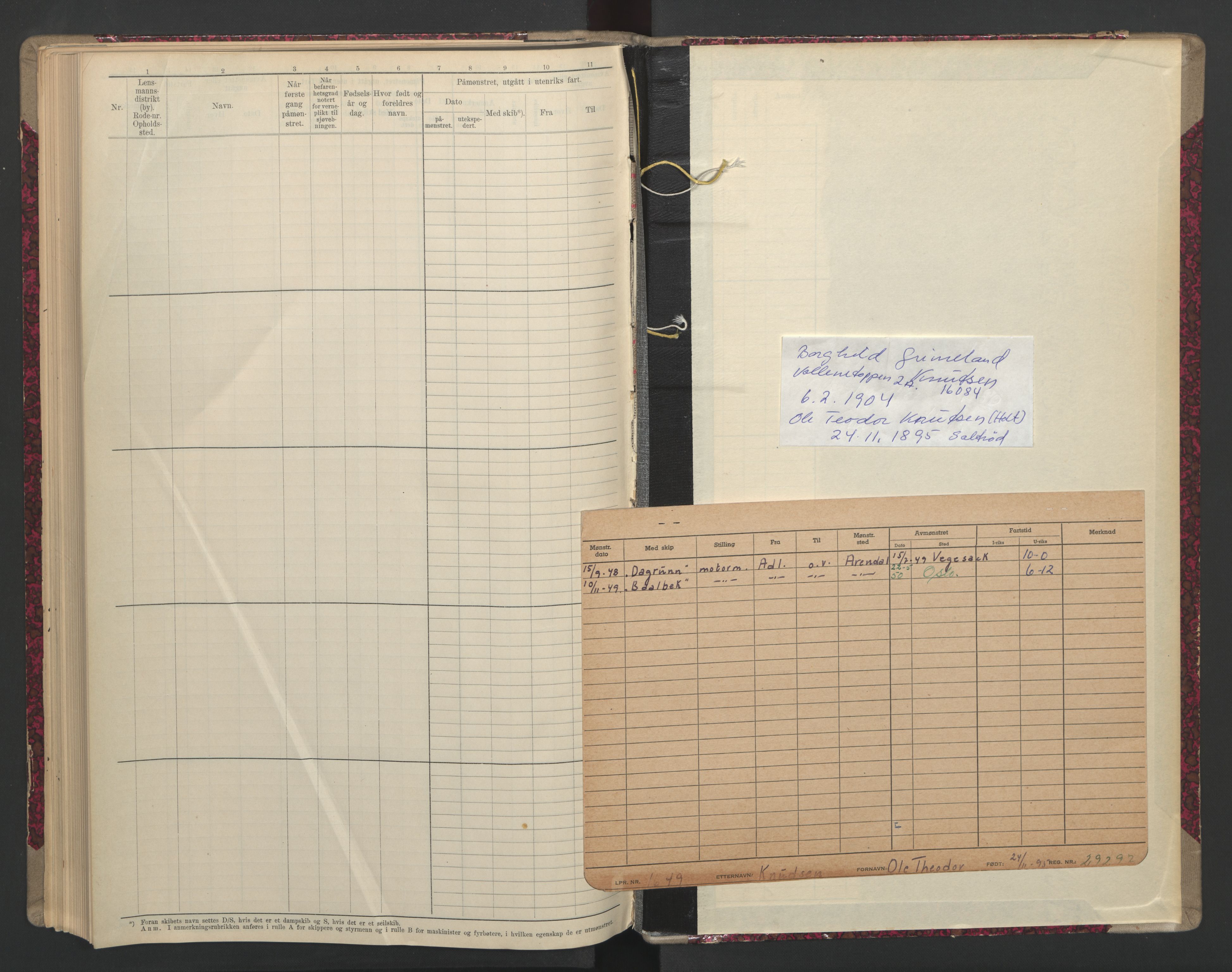 Tvedestrand mønstringskrets, SAK/2031-0011/F/Fb/L0024: Hovedrulle B nr 195-288, U-40, 1936-1948, s. 52