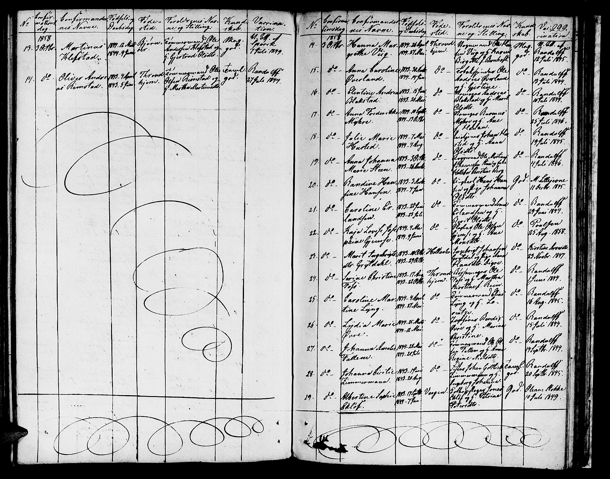 Ministerialprotokoller, klokkerbøker og fødselsregistre - Sør-Trøndelag, SAT/A-1456/601/L0070: Residerende kapellans bok nr. 601B03, 1821-1881, s. 299