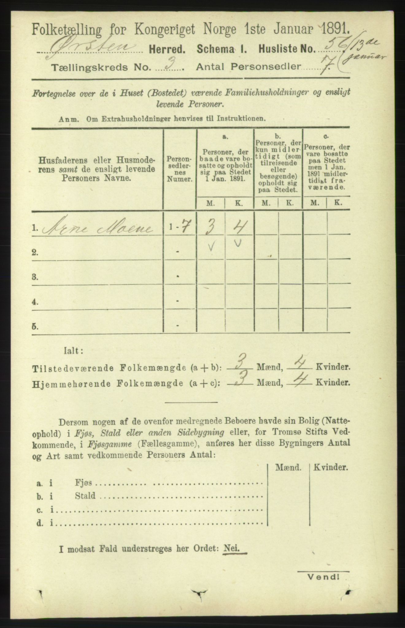 RA, Folketelling 1891 for 1520 Ørsta herred, 1891, s. 1207