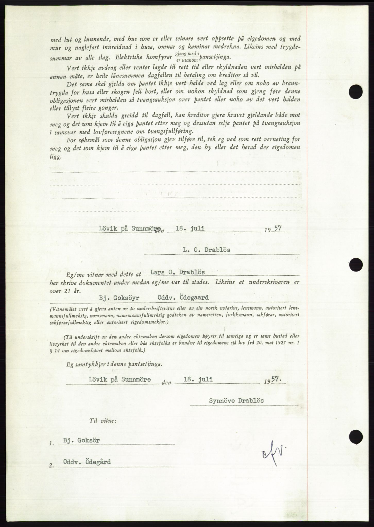 Søre Sunnmøre sorenskriveri, AV/SAT-A-4122/1/2/2C/L0130: Pantebok nr. 18B, 1957-1958, Dagboknr: 1864/1957