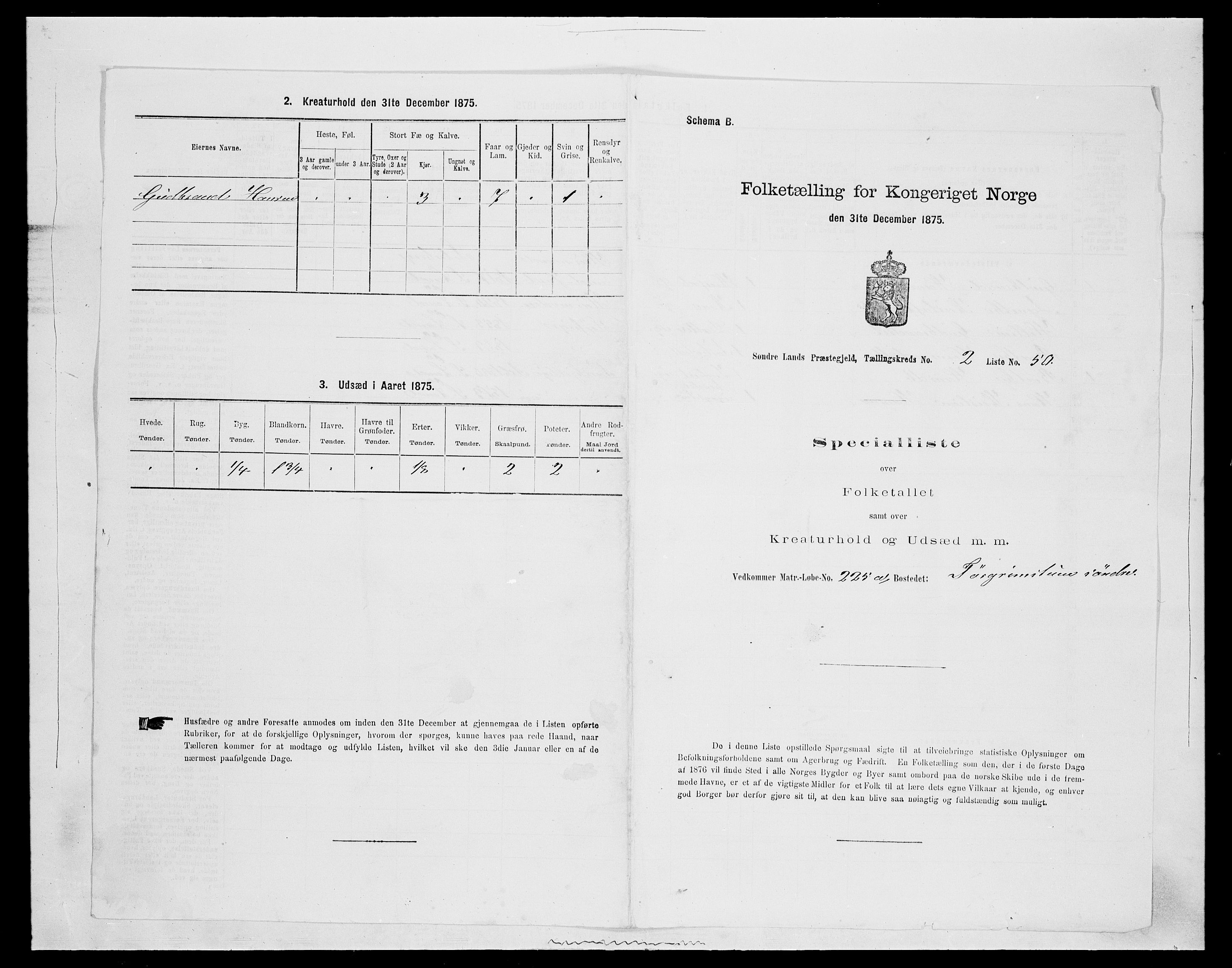 SAH, Folketelling 1875 for 0536P Søndre Land prestegjeld, 1875, s. 352