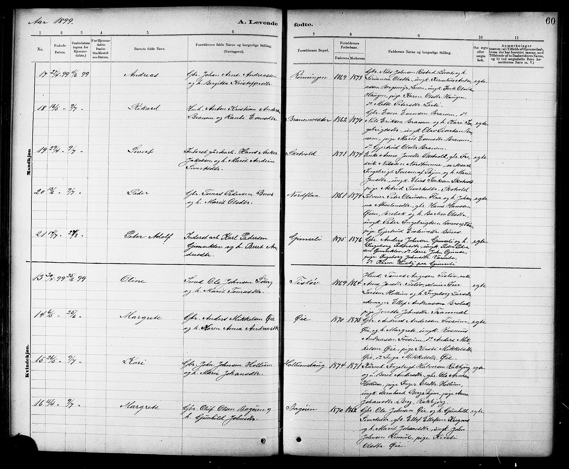 Ministerialprotokoller, klokkerbøker og fødselsregistre - Sør-Trøndelag, SAT/A-1456/691/L1094: Klokkerbok nr. 691C05, 1879-1911, s. 60