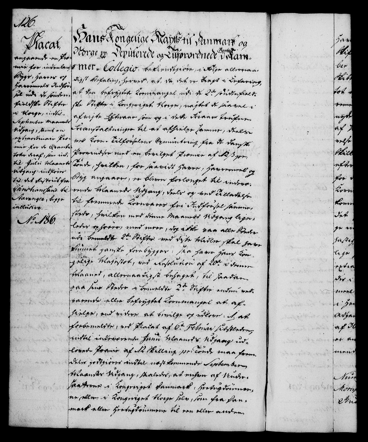 Rentekammeret, Kammerkanselliet, RA/EA-3111/G/Gg/Gga/L0012: Norsk ekspedisjonsprotokoll med register (merket RK 53.12), 1781-1783, s. 126