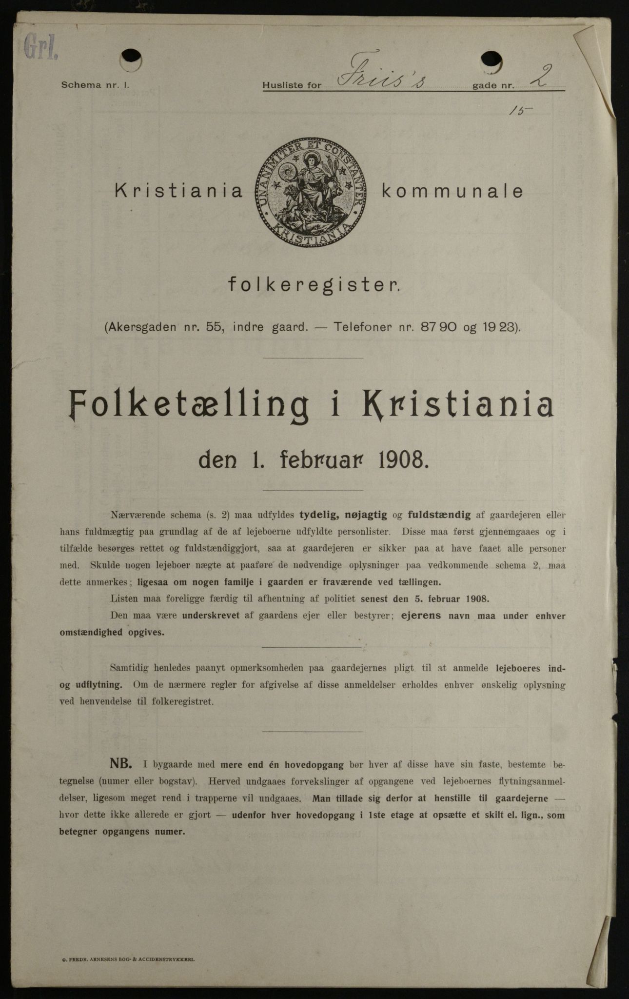 OBA, Kommunal folketelling 1.2.1908 for Kristiania kjøpstad, 1908, s. 24226