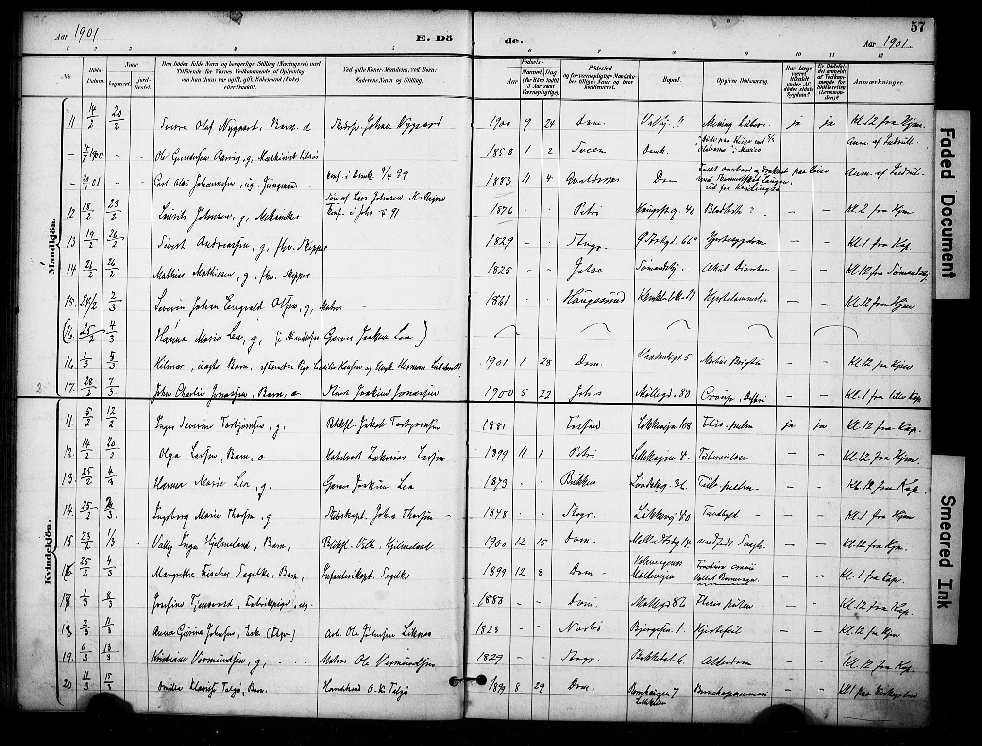 Domkirken sokneprestkontor, AV/SAST-A-101812/001/30/30BA/L0032: Ministerialbok nr. A 31, 1896-1917, s. 57