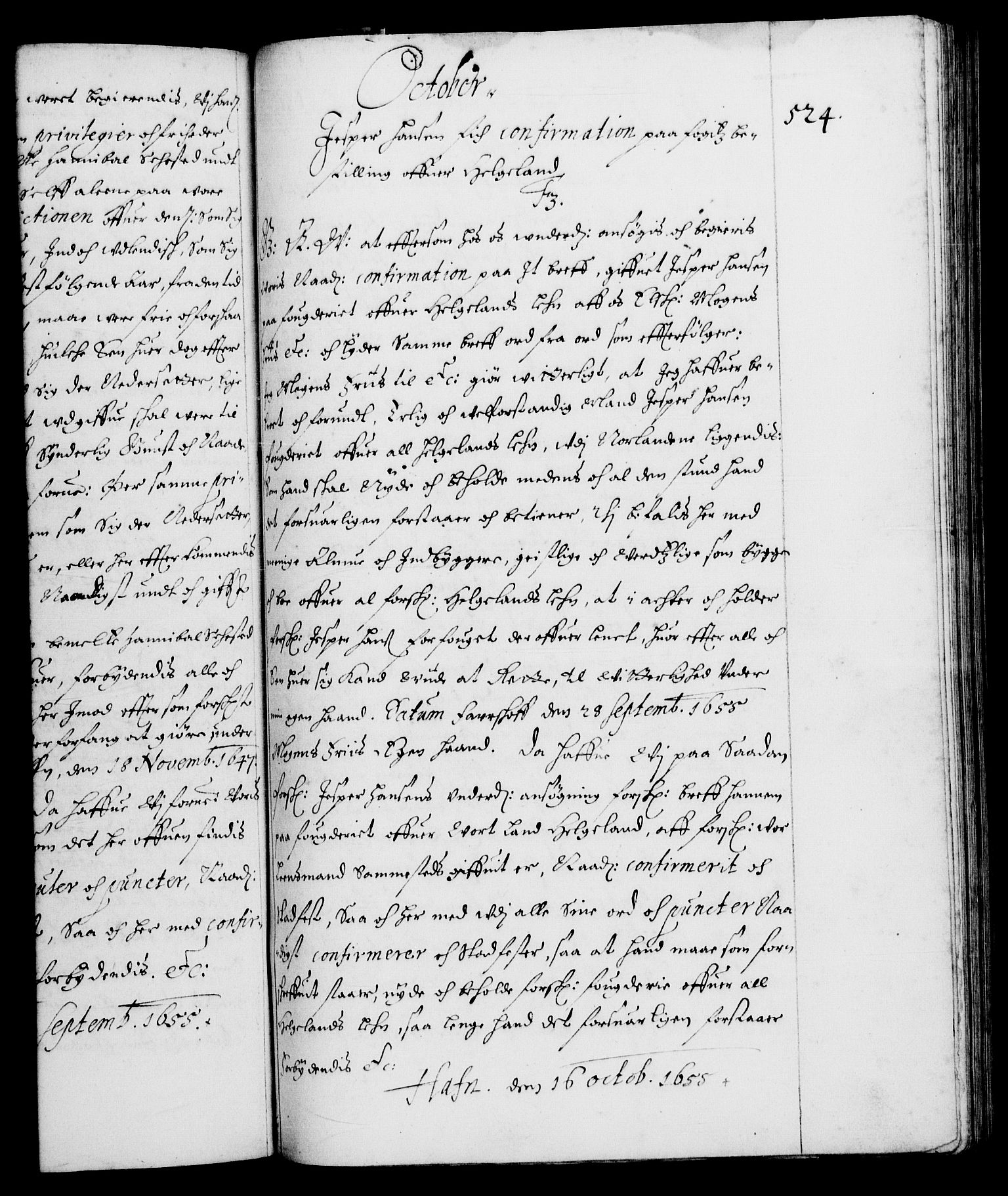 Danske Kanselli 1572-1799, RA/EA-3023/F/Fc/Fca/Fcaa/L0008: Norske registre (mikrofilm), 1651-1656, s. 524a