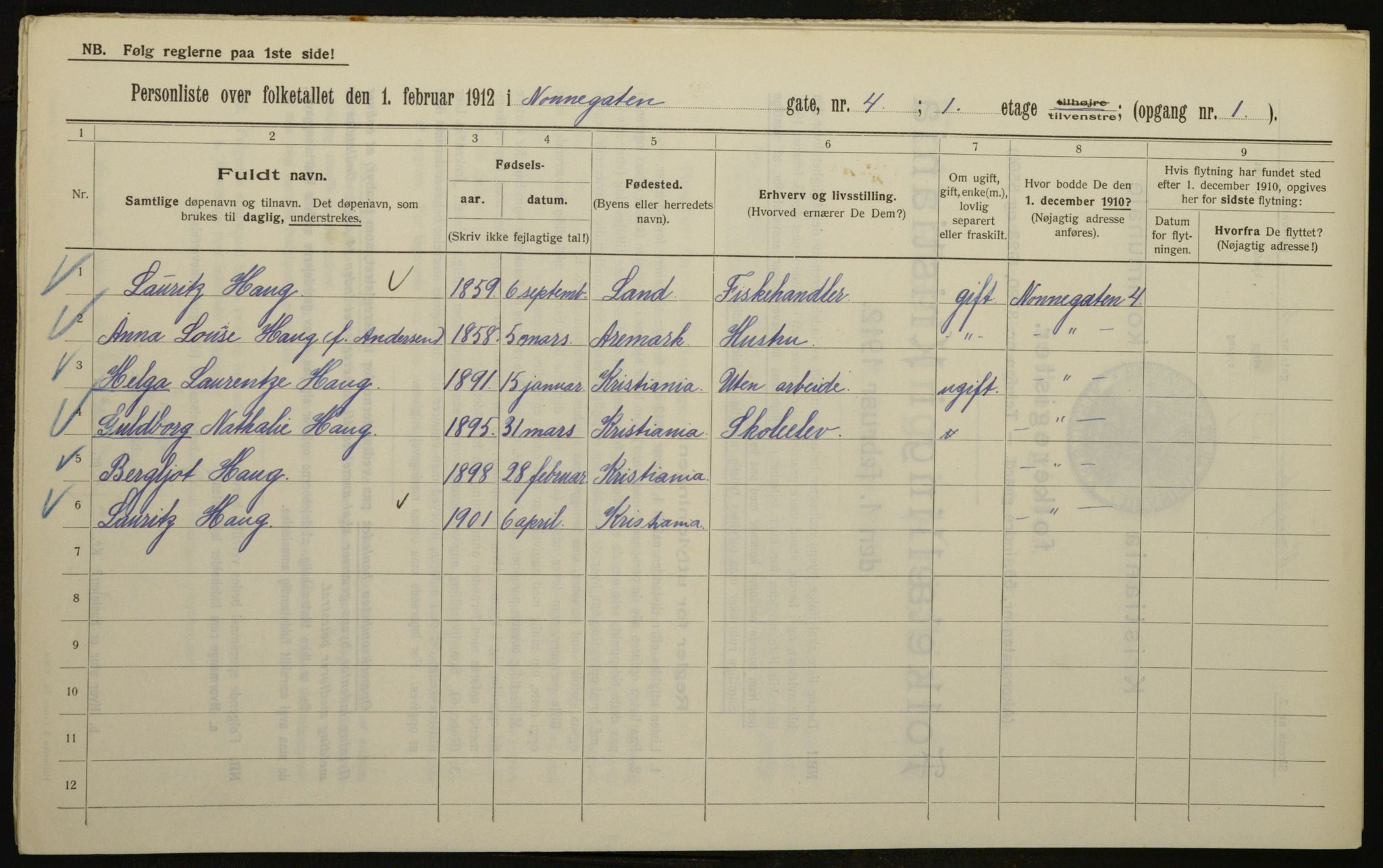 OBA, Kommunal folketelling 1.2.1912 for Kristiania, 1912, s. 71946