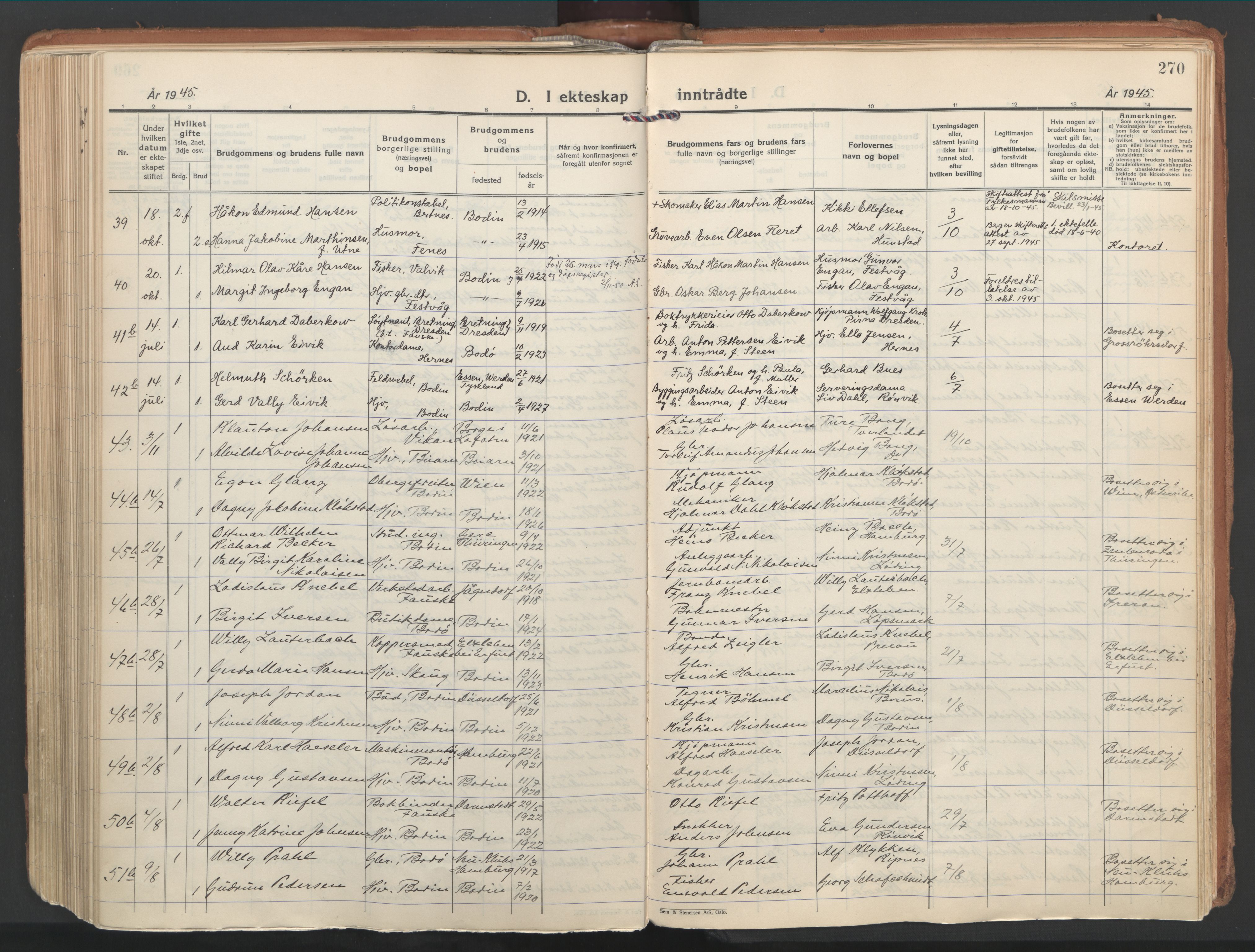 Ministerialprotokoller, klokkerbøker og fødselsregistre - Nordland, AV/SAT-A-1459/802/L0061: Ministerialbok nr. 802A08, 1933-1946, s. 270