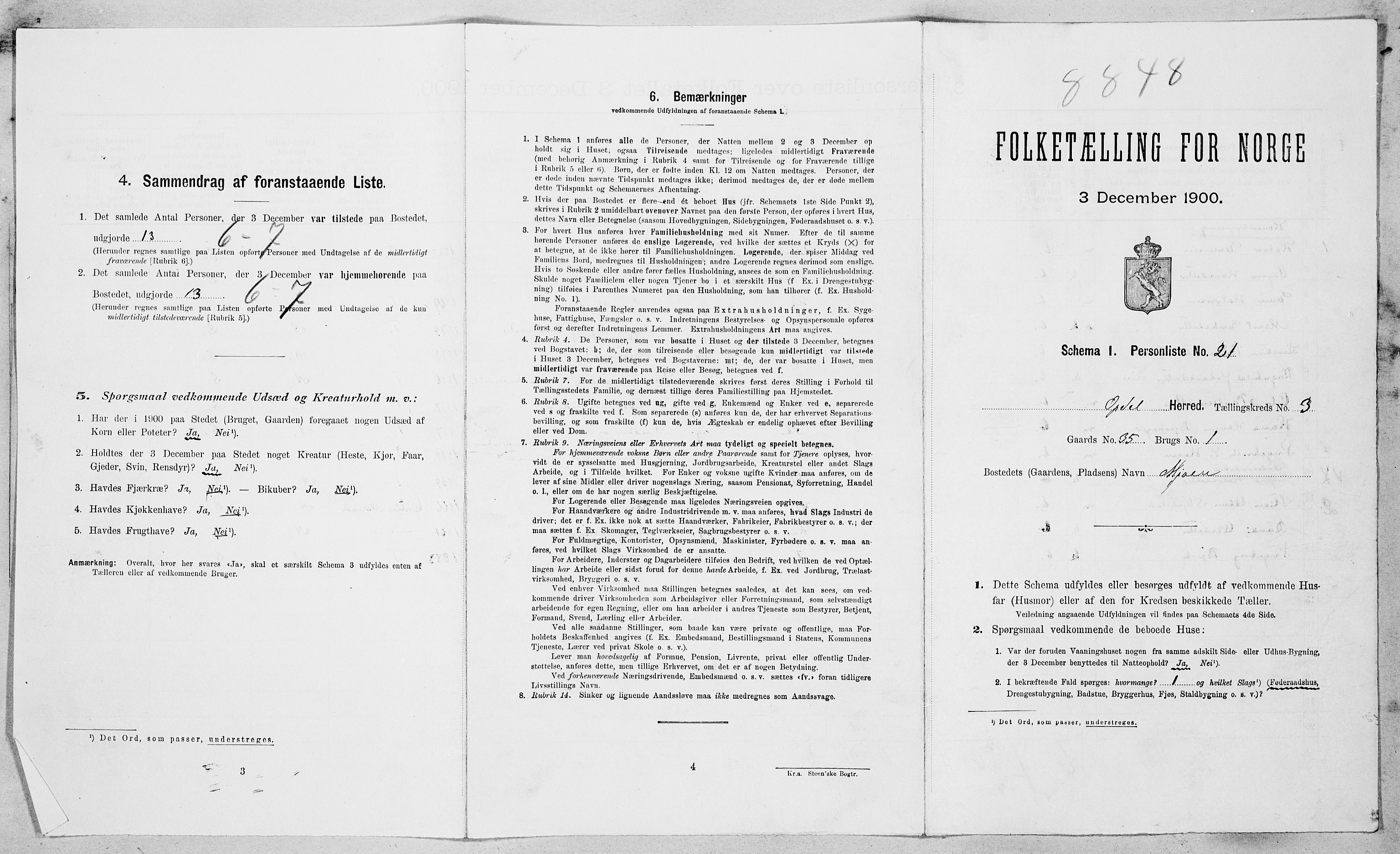 SAT, Folketelling 1900 for 1634 Oppdal herred, 1900, s. 338