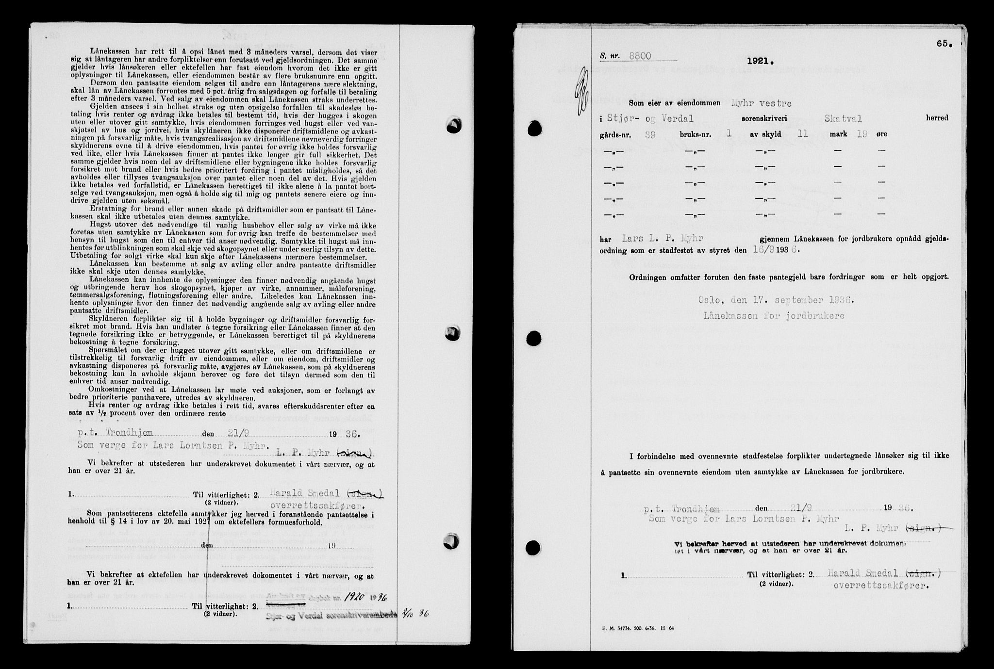 Stjør- og Verdal sorenskriveri, SAT/A-4167/1/2/2C/L0078: Pantebok nr. 46, 1936-1937, Dagboknr: 1921/1936