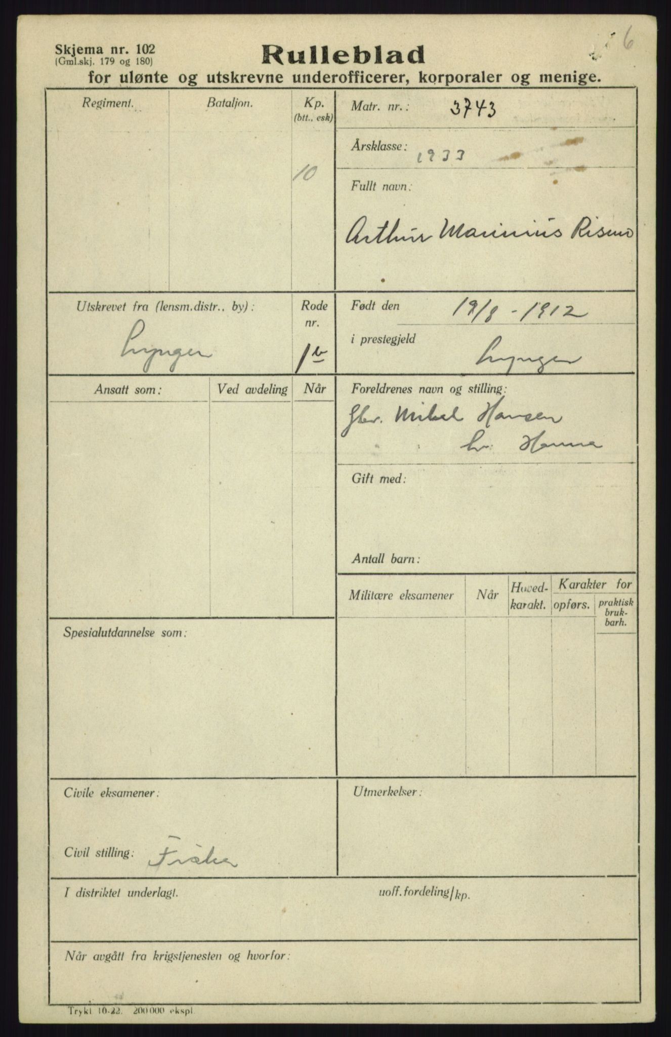 Forsvaret, Troms infanteriregiment nr. 16, AV/RA-RAFA-3146/P/Pa/L0017: Rulleblad for regimentets menige mannskaper, årsklasse 1933, 1933, s. 1093