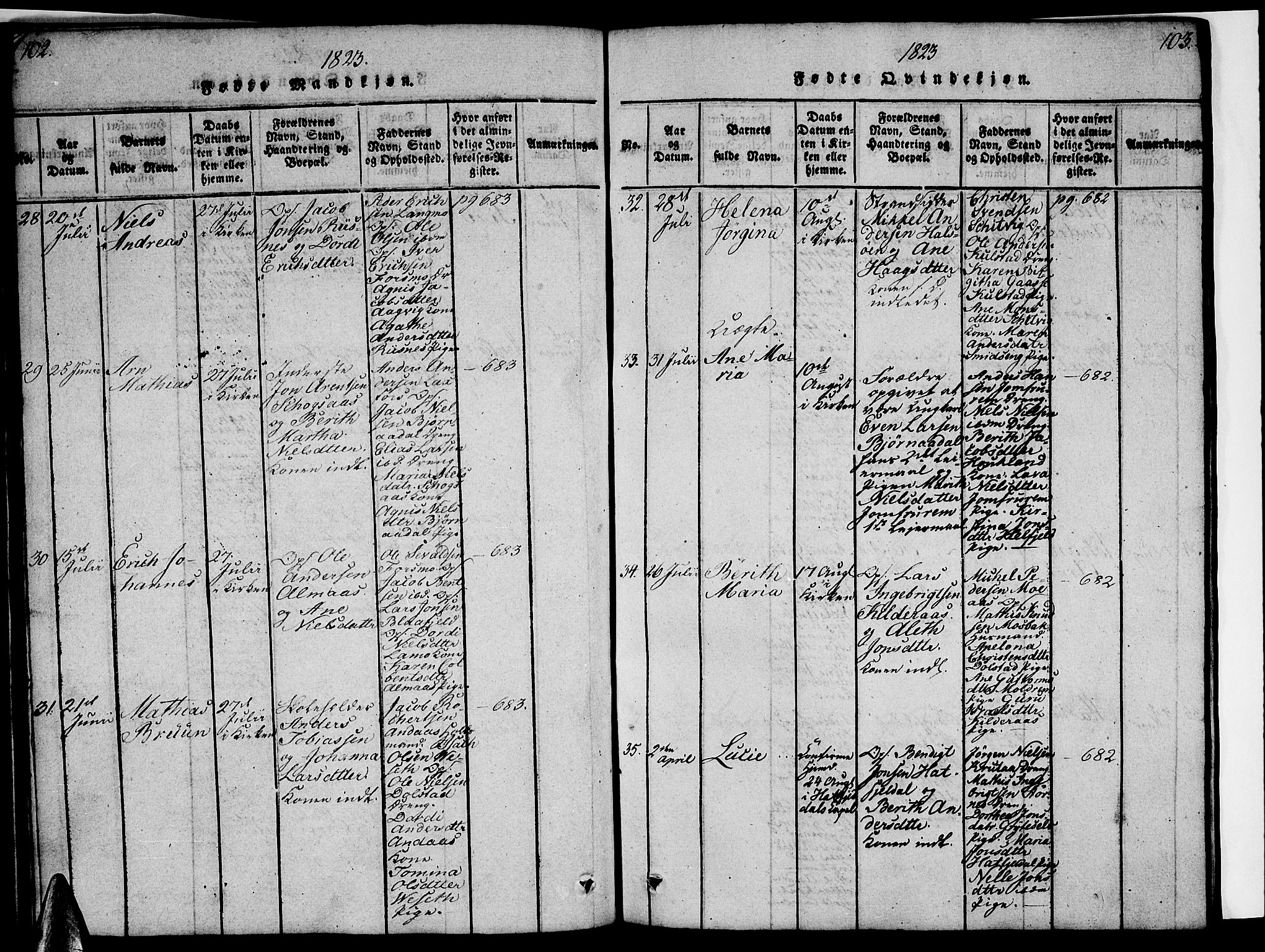 Ministerialprotokoller, klokkerbøker og fødselsregistre - Nordland, AV/SAT-A-1459/820/L0299: Klokkerbok nr. 820C01, 1820-1825, s. 102-103