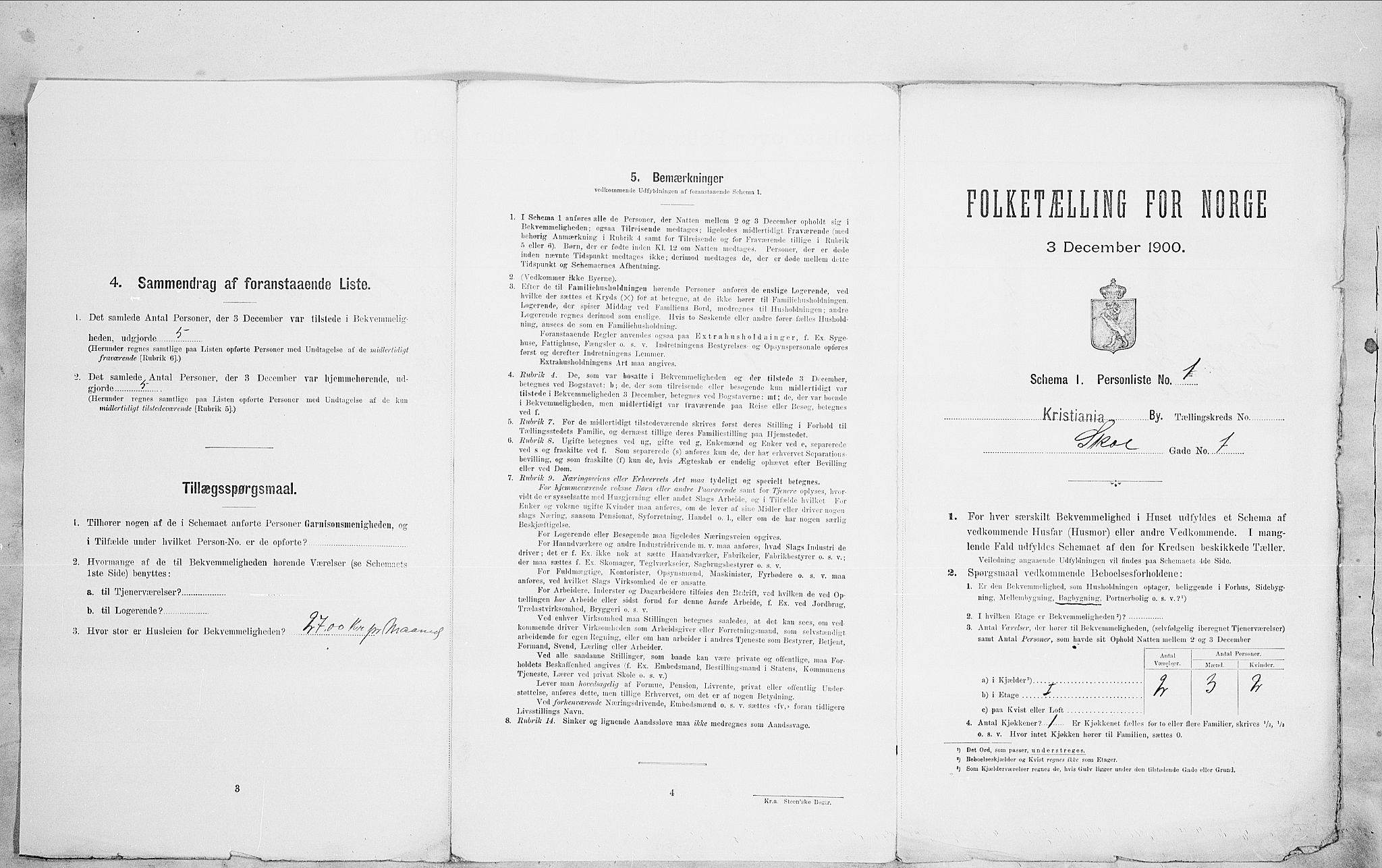 SAO, Folketelling 1900 for 0301 Kristiania kjøpstad, 1900, s. 85486