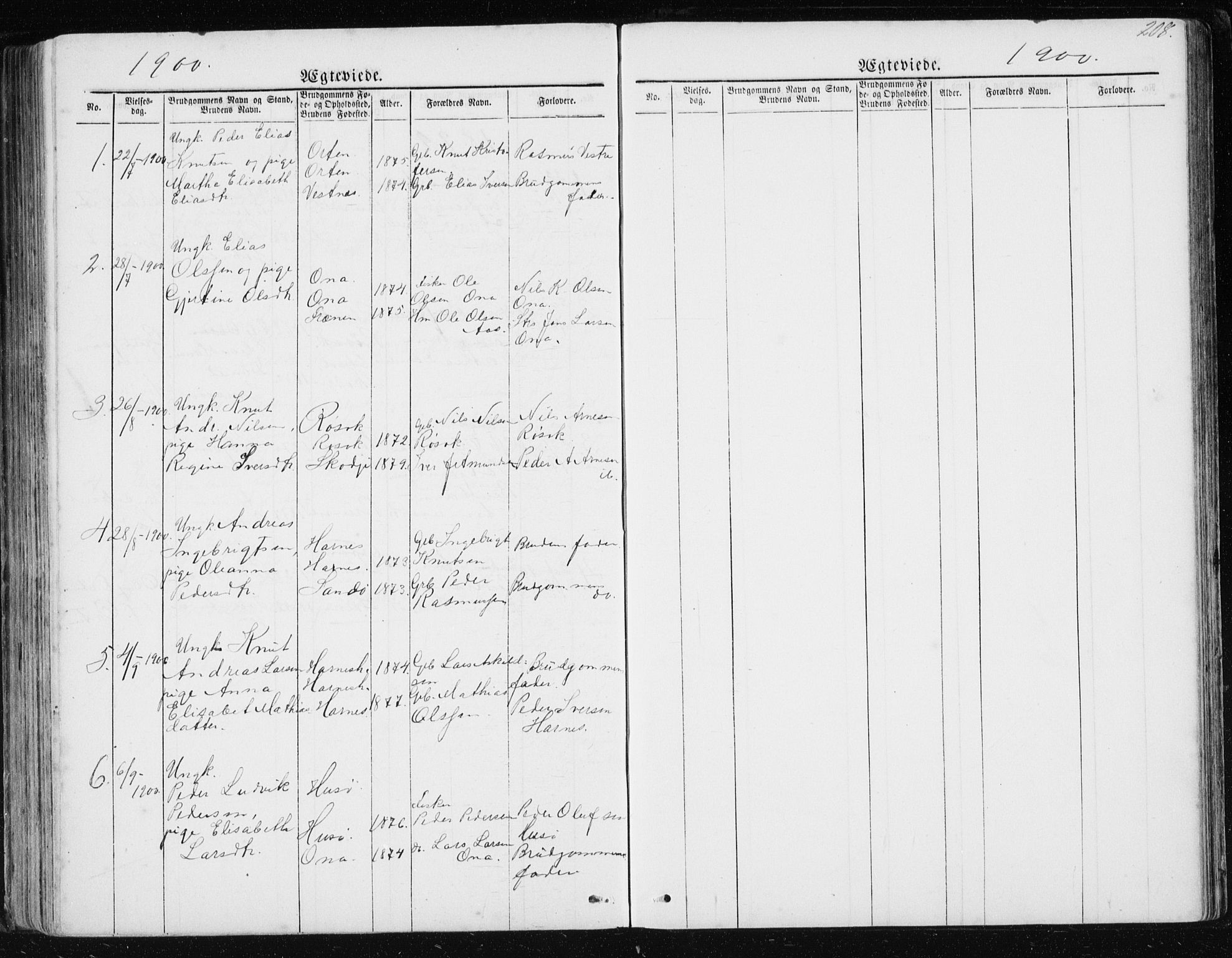 Ministerialprotokoller, klokkerbøker og fødselsregistre - Møre og Romsdal, AV/SAT-A-1454/561/L0732: Klokkerbok nr. 561C02, 1867-1900, s. 208