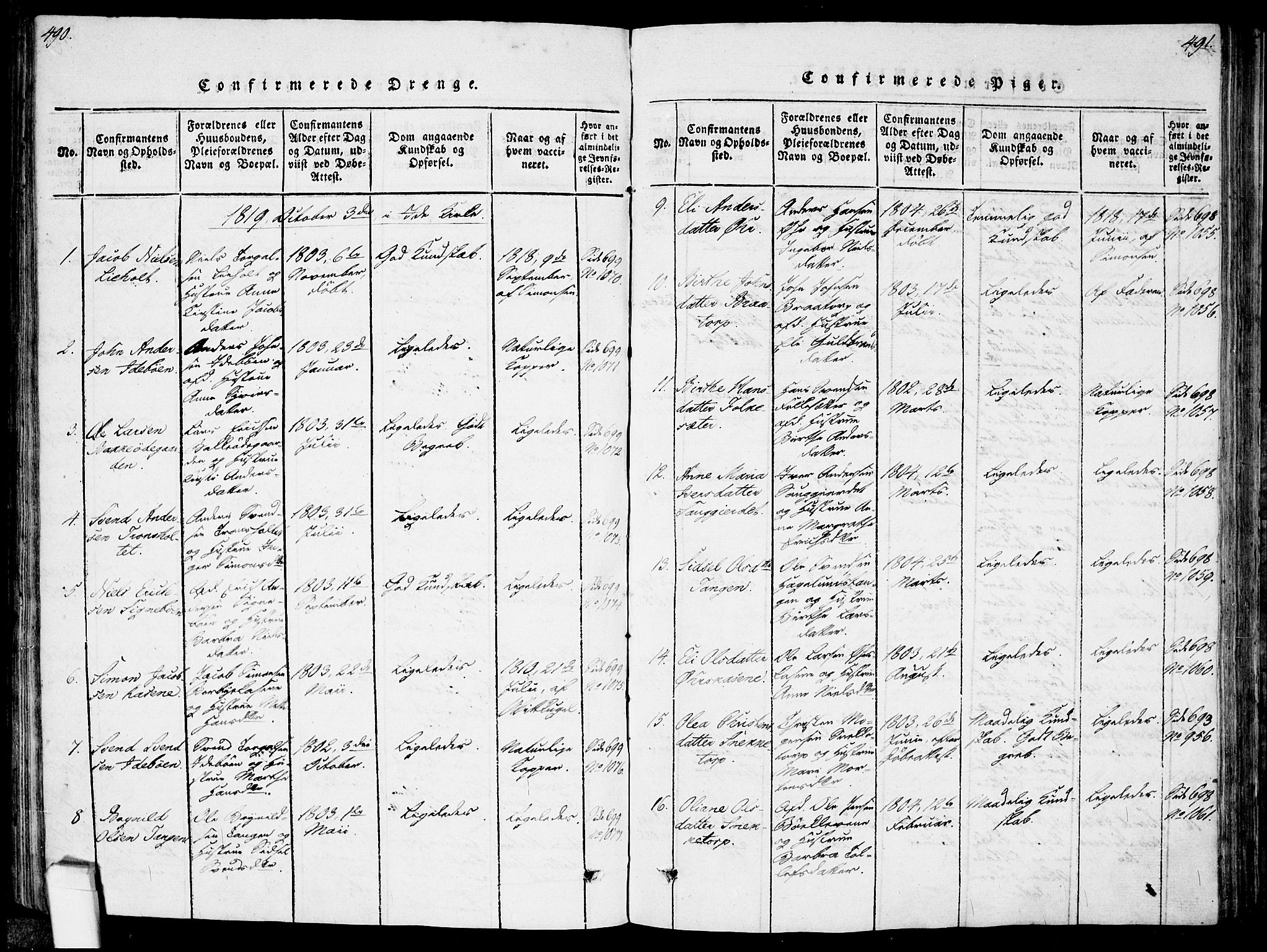 Idd prestekontor Kirkebøker, SAO/A-10911/F/Fc/L0002: Ministerialbok nr. III 2, 1815-1831, s. 490-491
