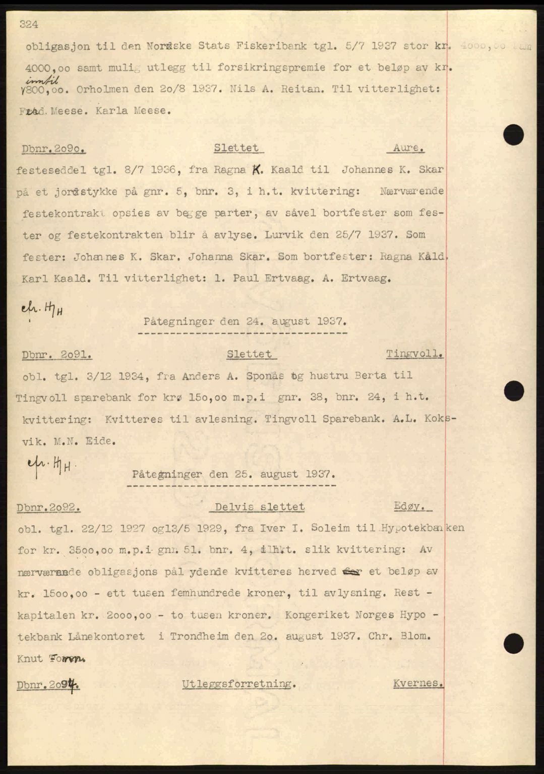 Nordmøre sorenskriveri, SAT/A-4132/1/2/2Ca: Pantebok nr. C80, 1936-1939, Dagboknr: 2090/1937