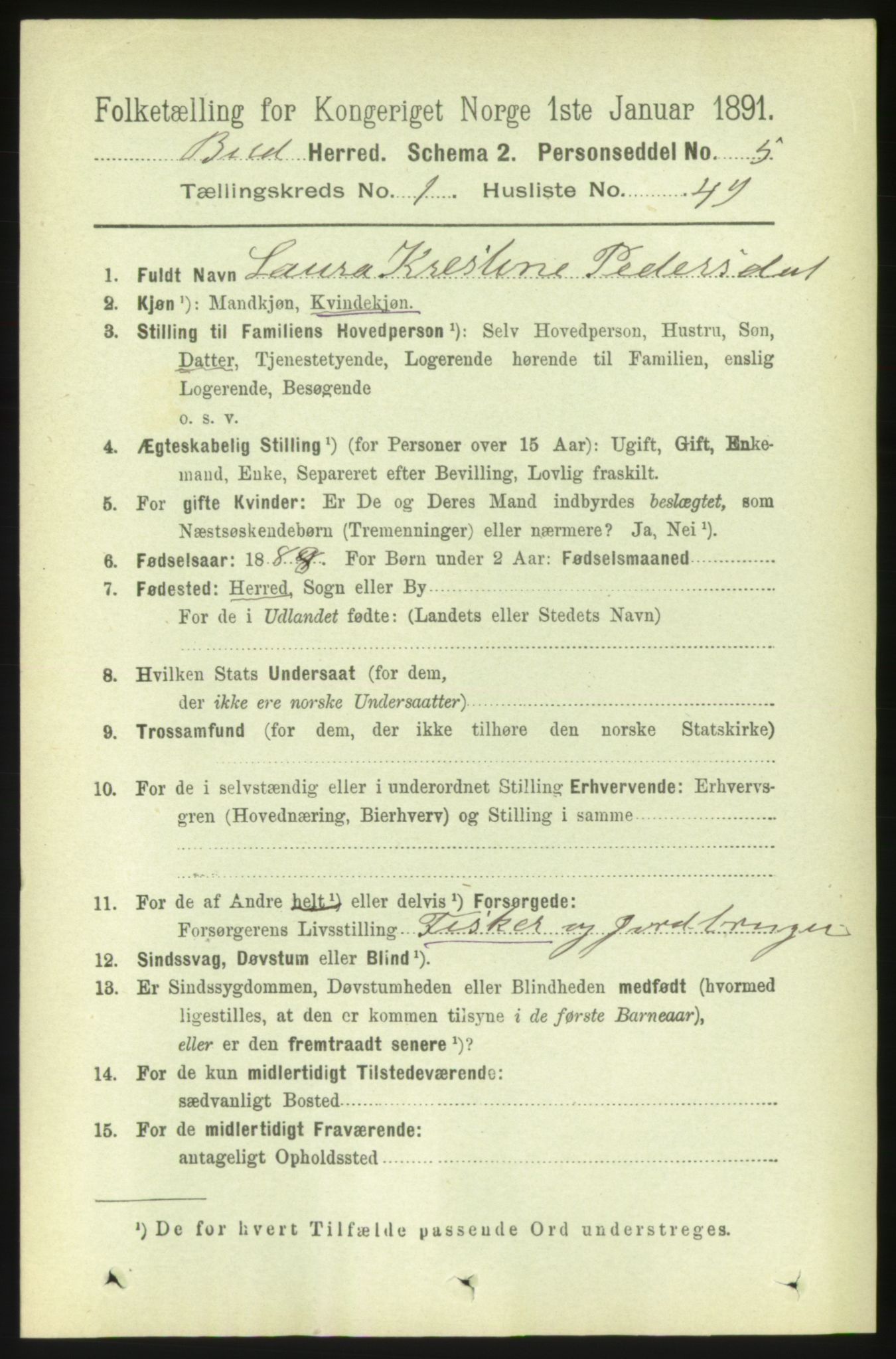 RA, Folketelling 1891 for 1549 Bud herred, 1891, s. 388