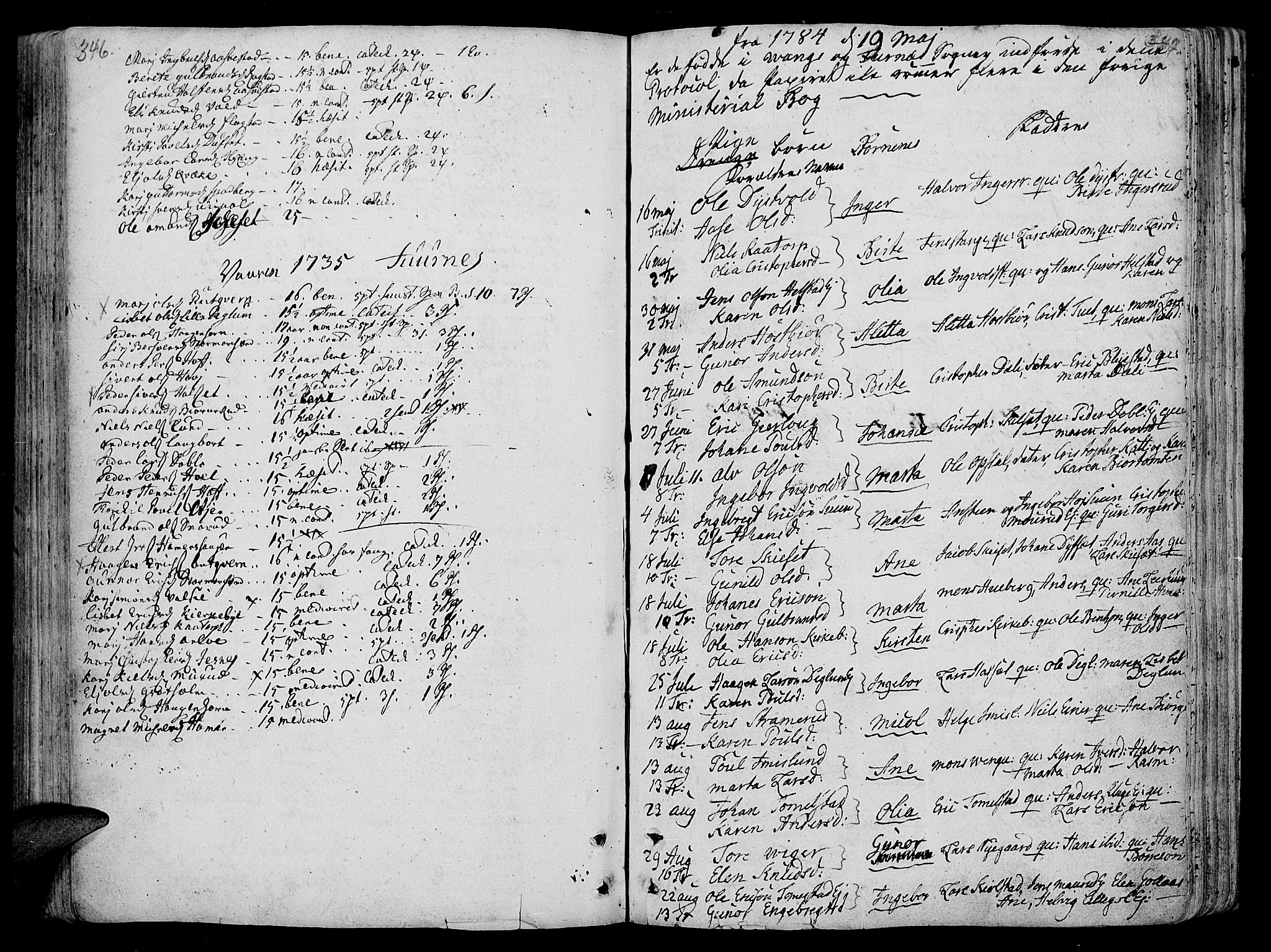 Vang prestekontor, Hedmark, AV/SAH-PREST-008/H/Ha/Haa/L0005: Ministerialbok nr. 5, 1732-1809, s. 346-347