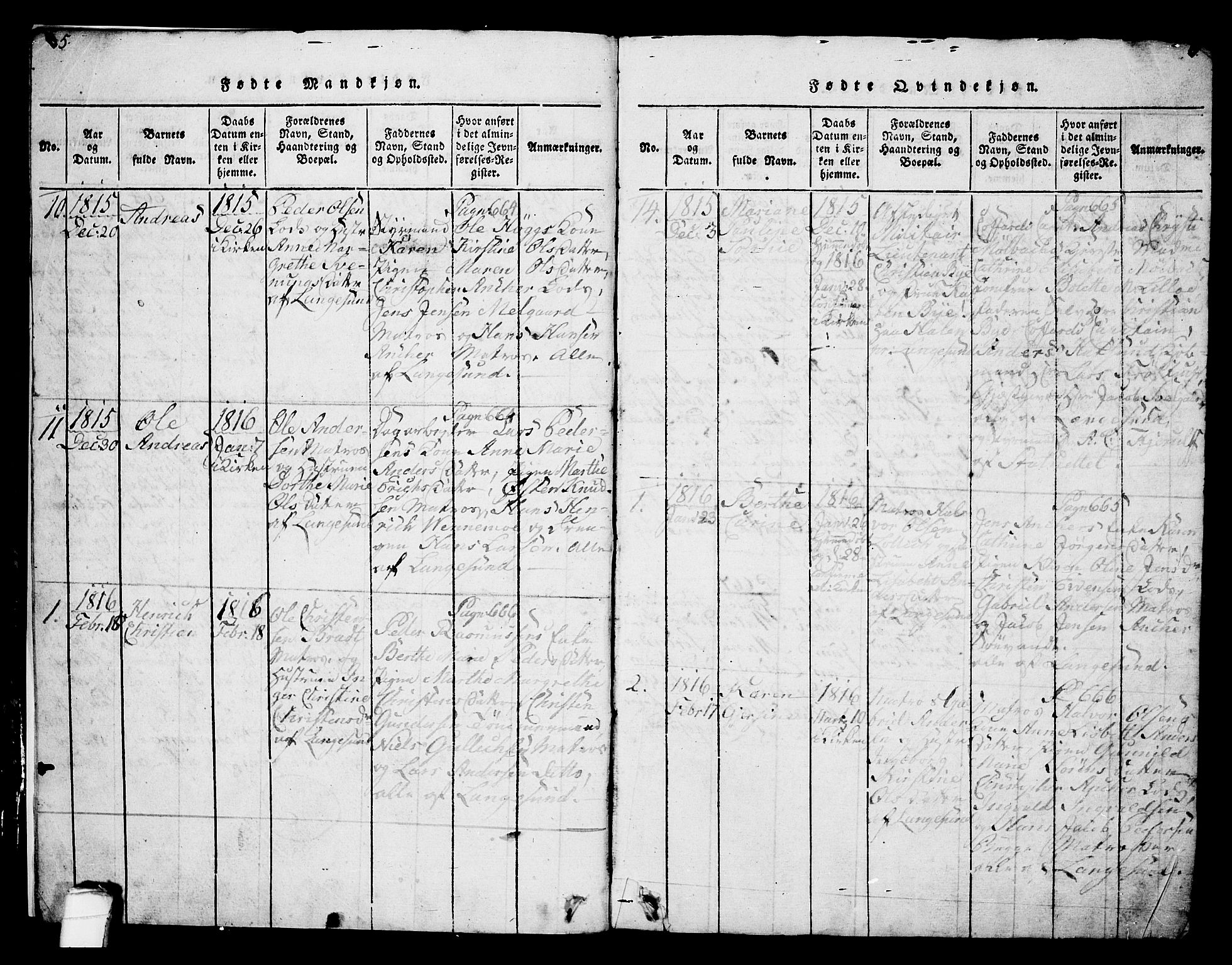 Langesund kirkebøker, AV/SAKO-A-280/G/Ga/L0003: Klokkerbok nr. 3, 1815-1858, s. 5-6
