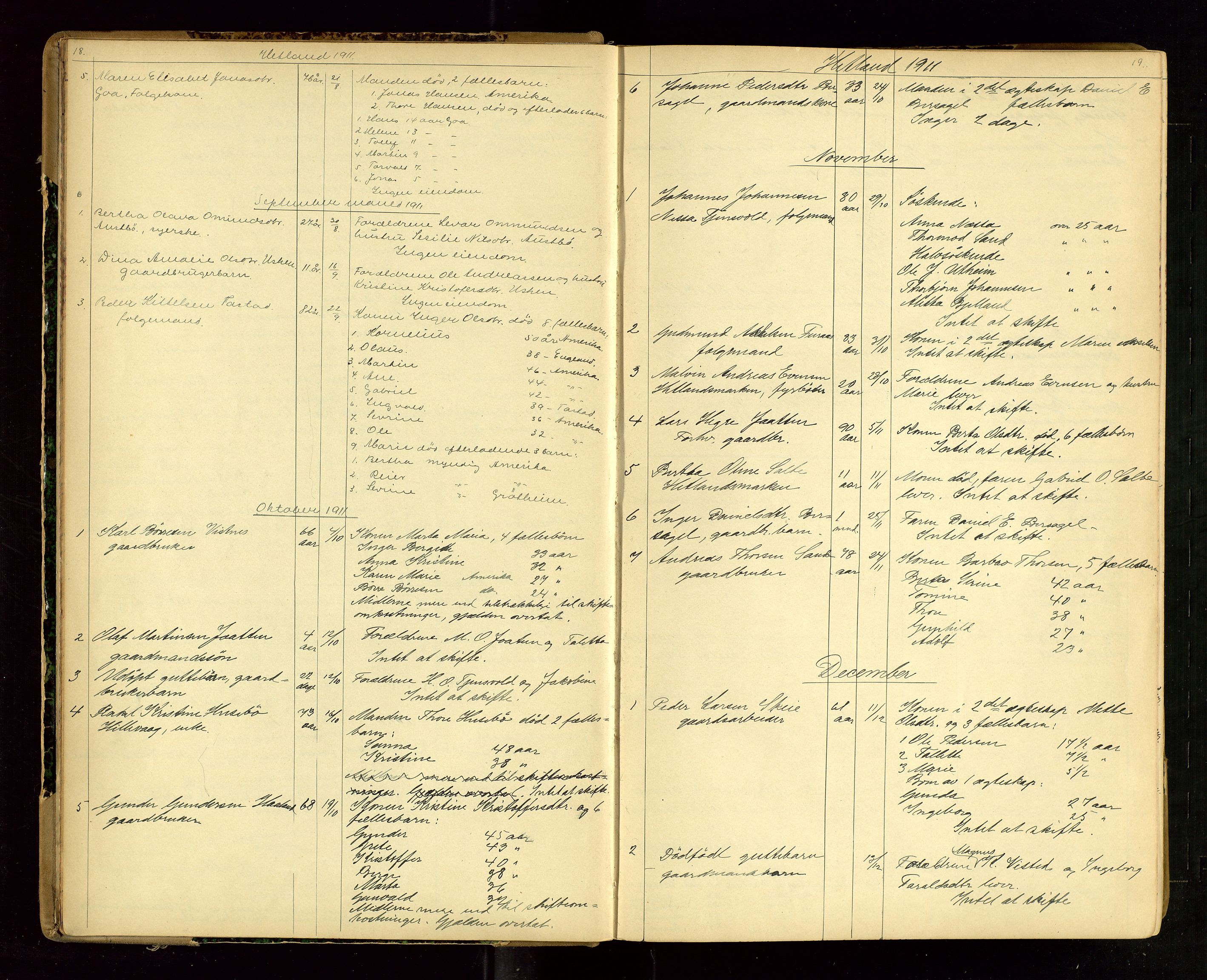 Jæren sorenskriveri, AV/SAST-A-100310/01/5/52/52B/L0003: DØDSFALLPROTOKOLL, 1910-1916, s. 18-19
