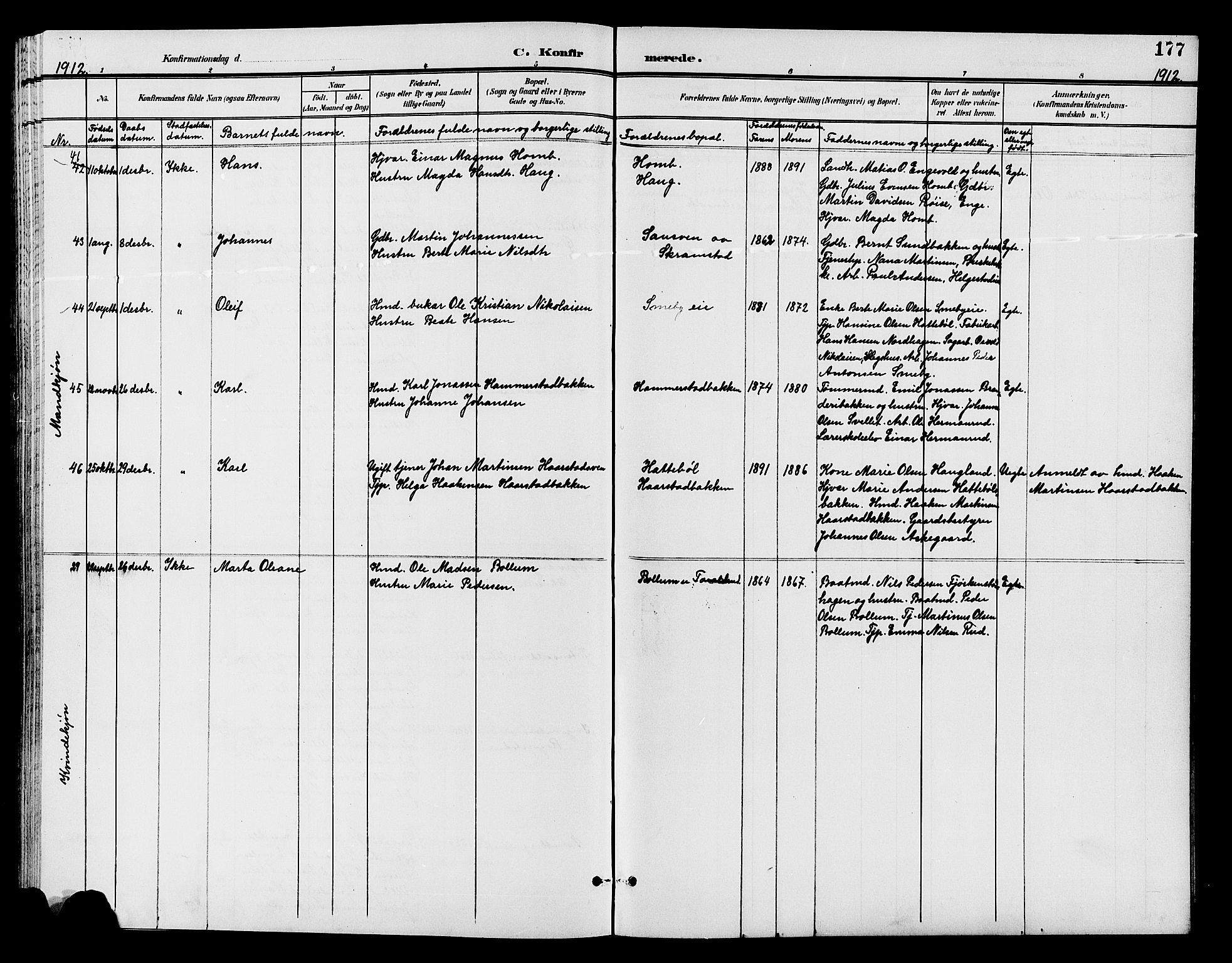 Østre Toten prestekontor, AV/SAH-PREST-104/H/Ha/Hab/L0007: Klokkerbok nr. 7, 1901-1912, s. 177