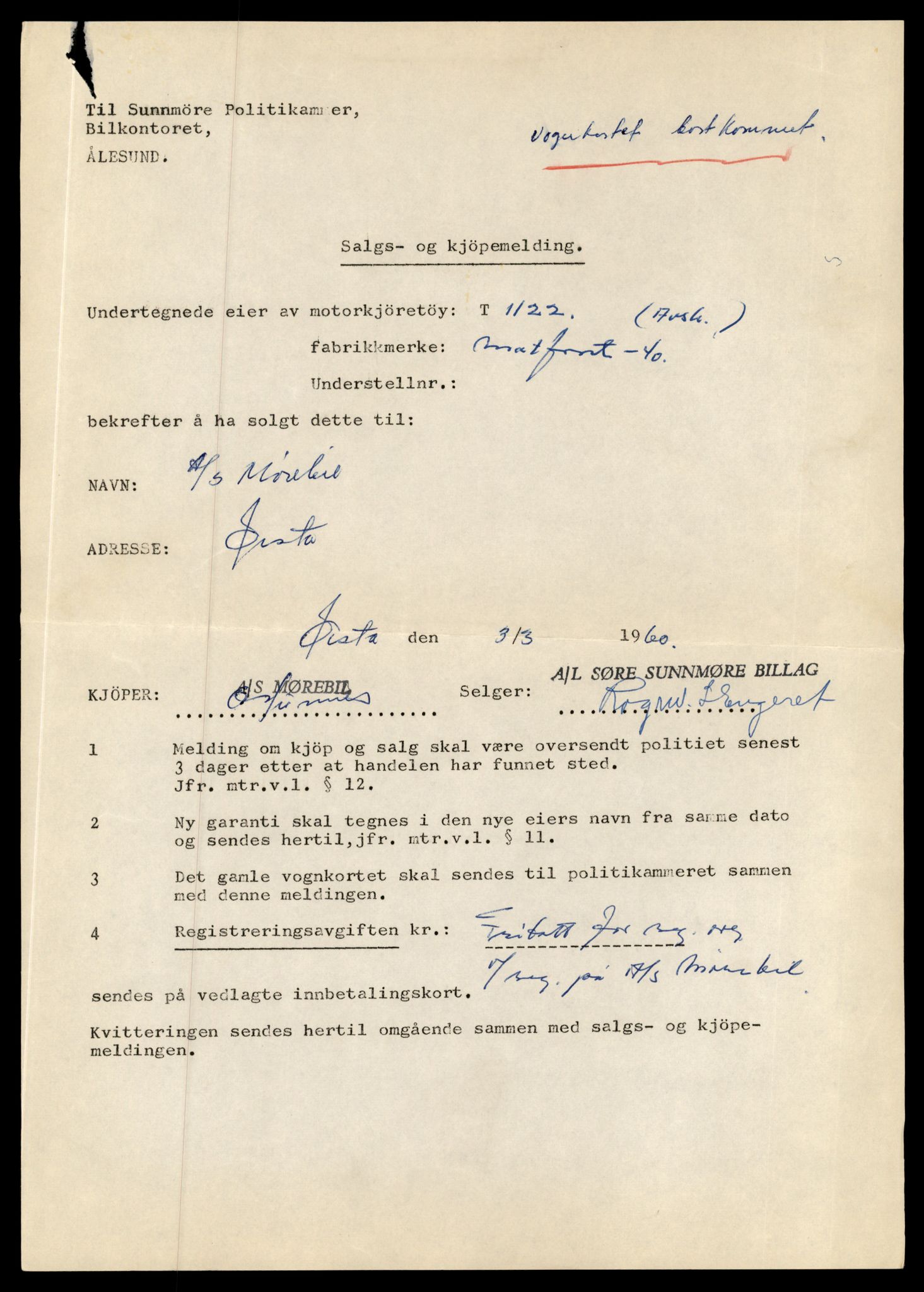 Møre og Romsdal vegkontor - Ålesund trafikkstasjon, AV/SAT-A-4099/F/Fe/L0010: Registreringskort for kjøretøy T 1050 - T 1169, 1927-1998, s. 2069