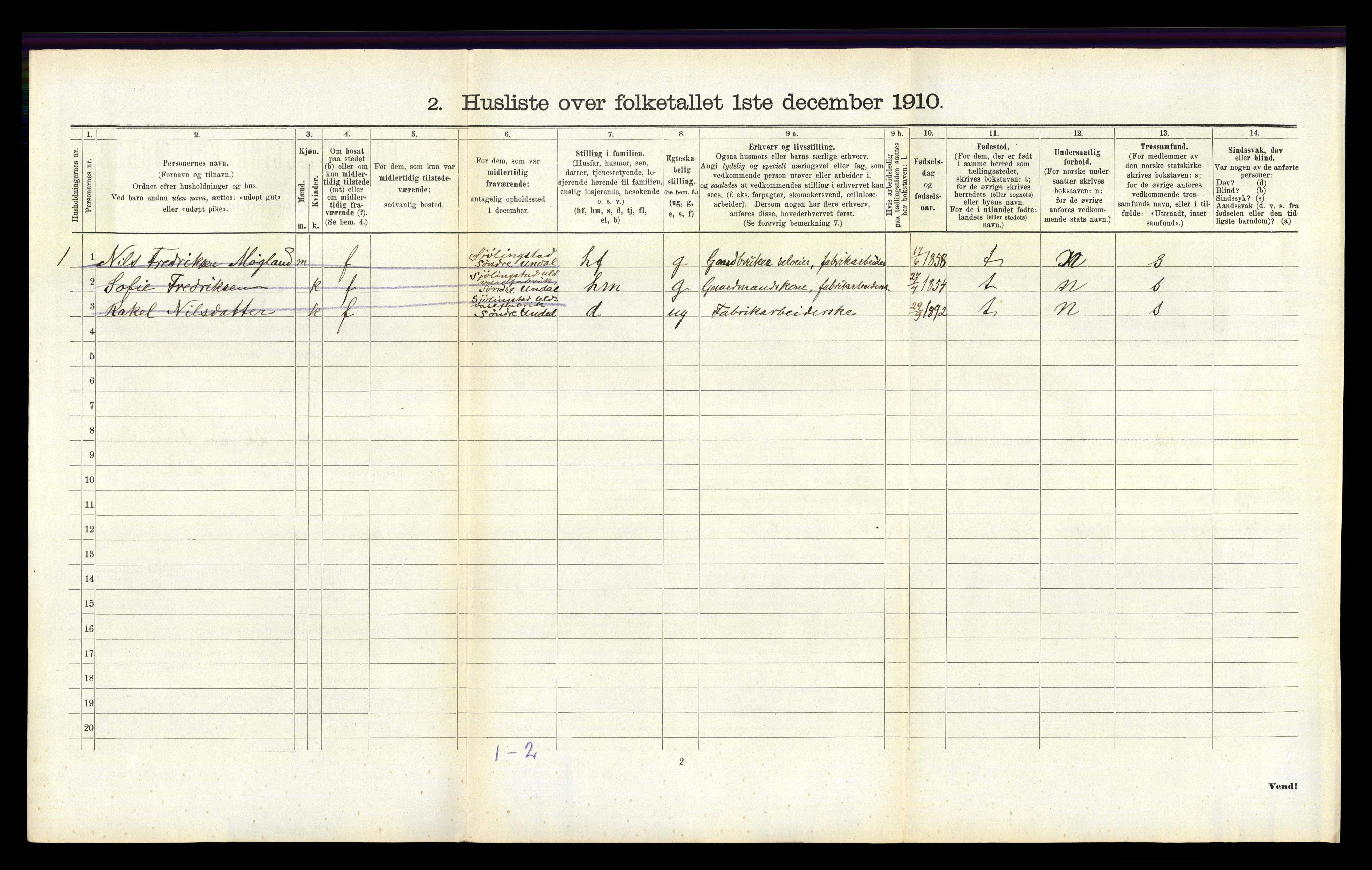 RA, Folketelling 1910 for 1020 Holum herred, 1910, s. 501