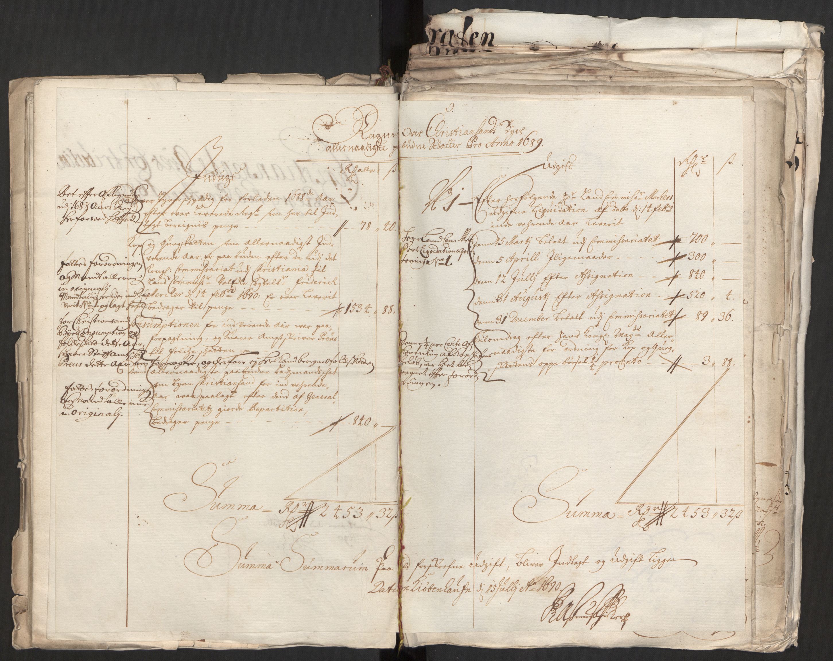 Rentekammeret inntil 1814, Reviderte regnskaper, Byregnskaper, AV/RA-EA-4066/R/Rm/L0258: [M1] Kontribusjonsregnskap, 1664-1700, s. 50