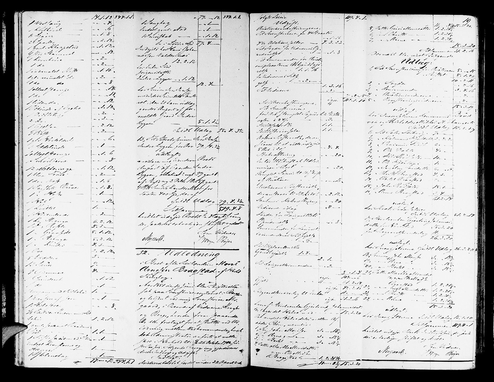 Nordhordland sorenskrivar, AV/SAB-A-2901/1/H/Hd/Hda/L0005: Skifteutlodningsprotokollar, 1851-1857, s. 18b-19a