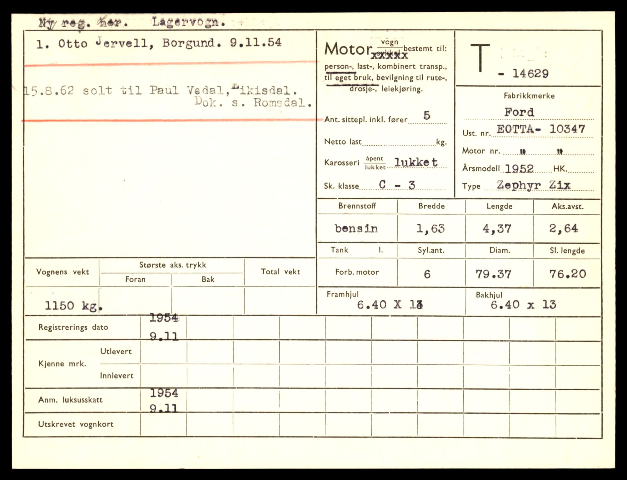 Møre og Romsdal vegkontor - Ålesund trafikkstasjon, AV/SAT-A-4099/F/Fe/L0047: Registreringskort for kjøretøy T 14580 - T 14720, 1927-1998, s. 1229