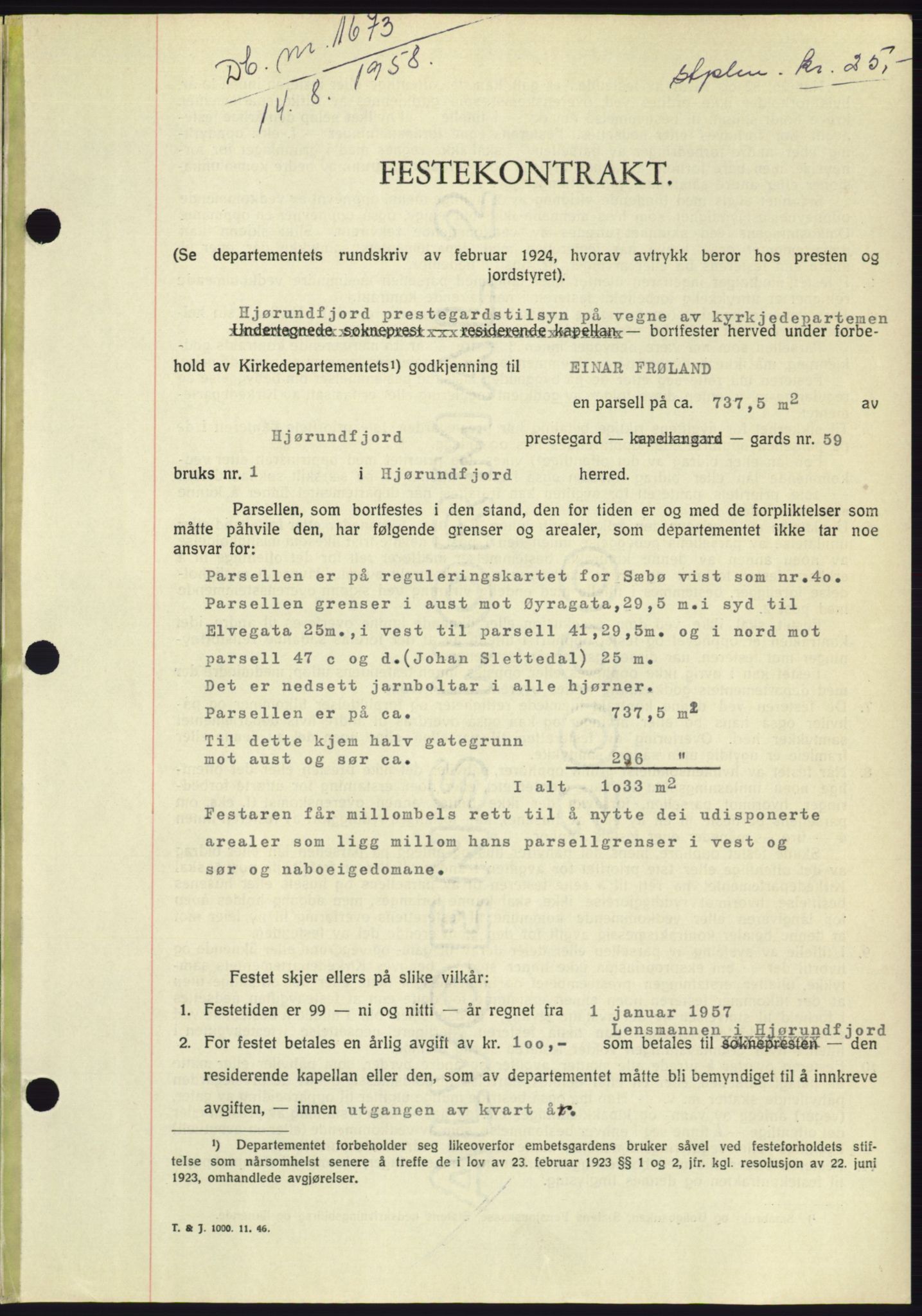 Søre Sunnmøre sorenskriveri, AV/SAT-A-4122/1/2/2C/L0110: Pantebok nr. 36A, 1958-1958, Dagboknr: 1673/1958