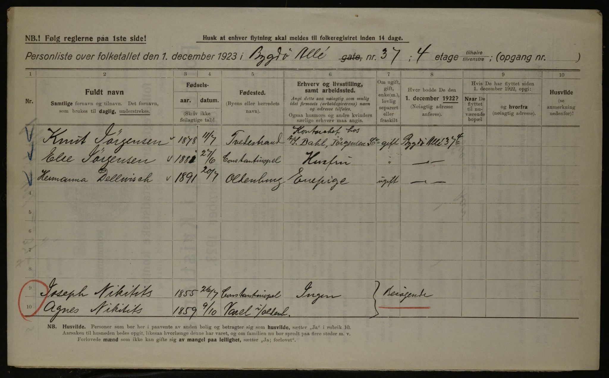 OBA, Kommunal folketelling 1.12.1923 for Kristiania, 1923, s. 11676