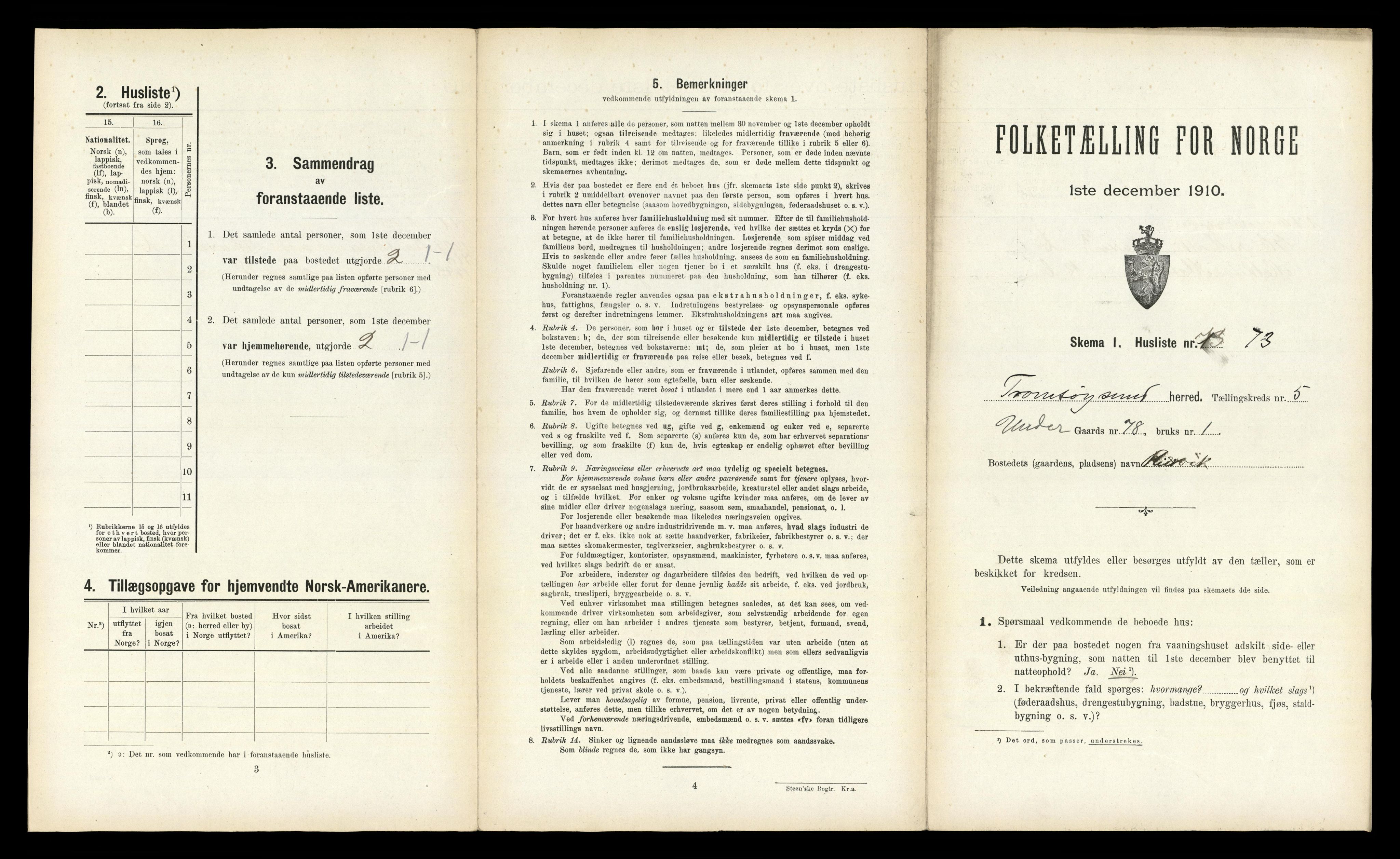 RA, Folketelling 1910 for 1934 Tromsøysund herred, 1910, s. 1167