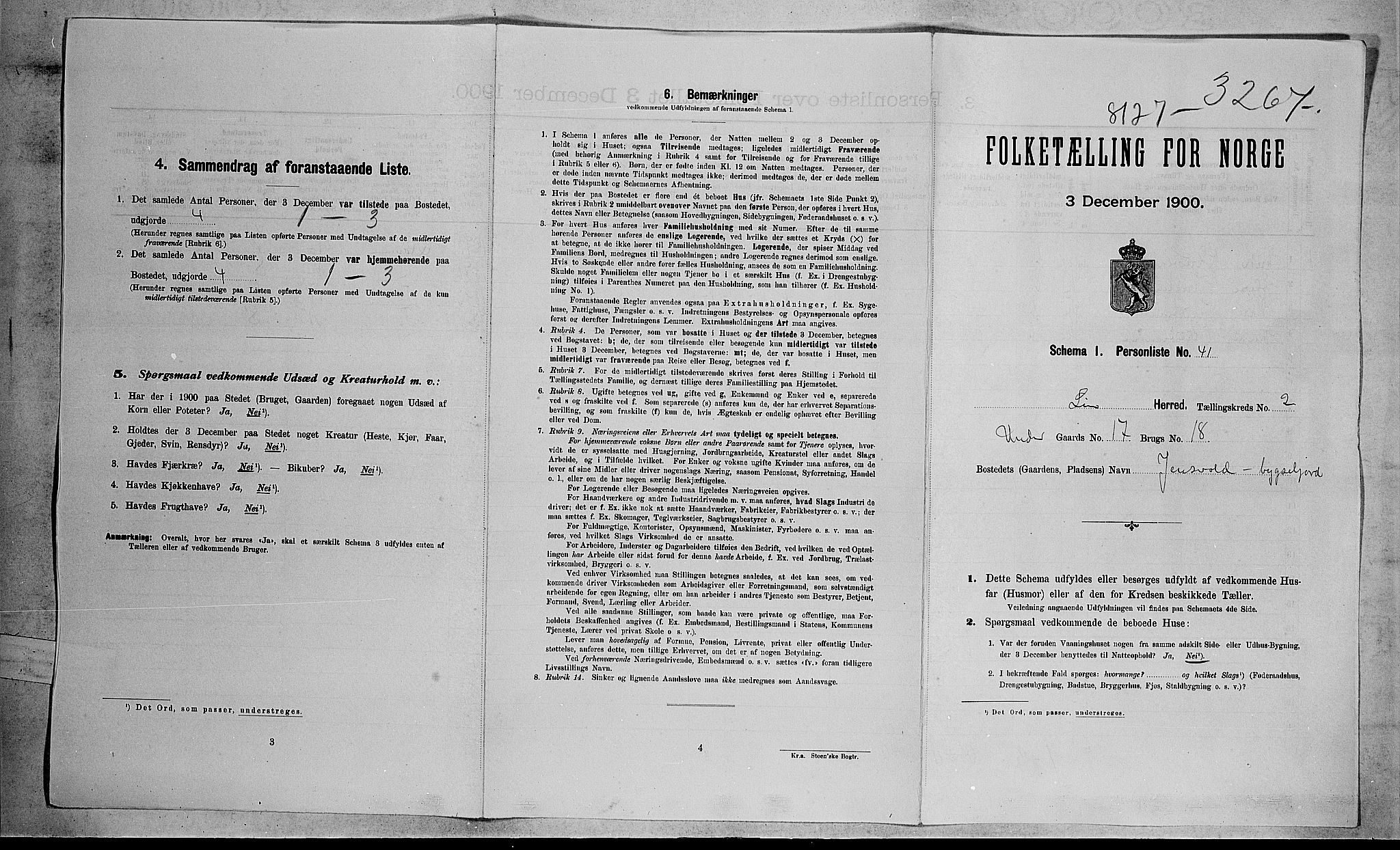RA, Folketelling 1900 for 0626 Lier herred, 1900, s. 1665