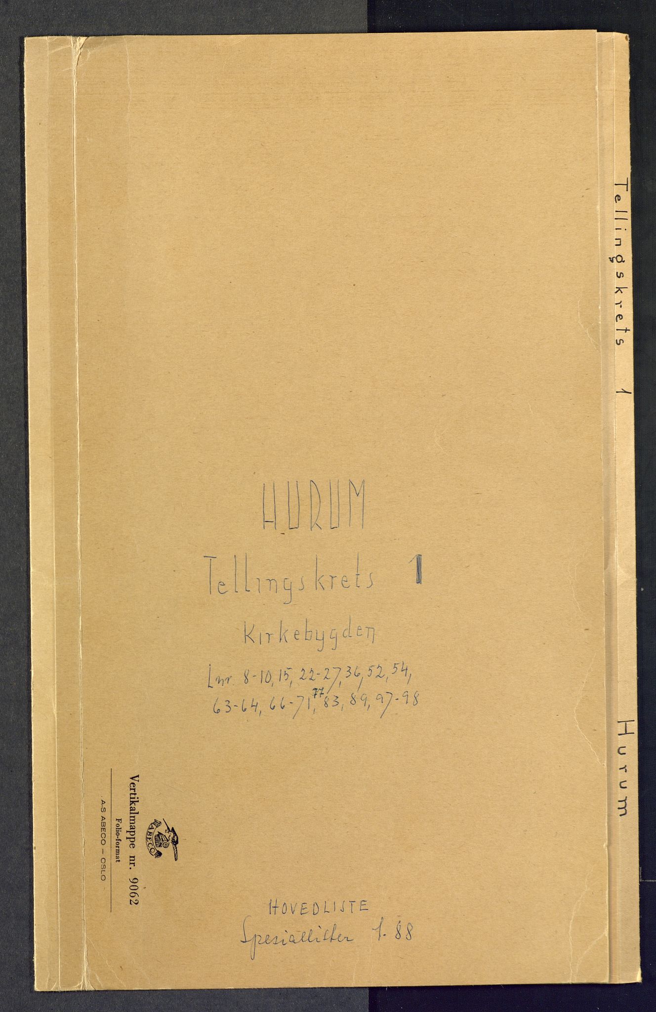 SAKO, Folketelling 1875 for 0628L Hurum prestegjeld, Hurum sokn, 1875, s. 1