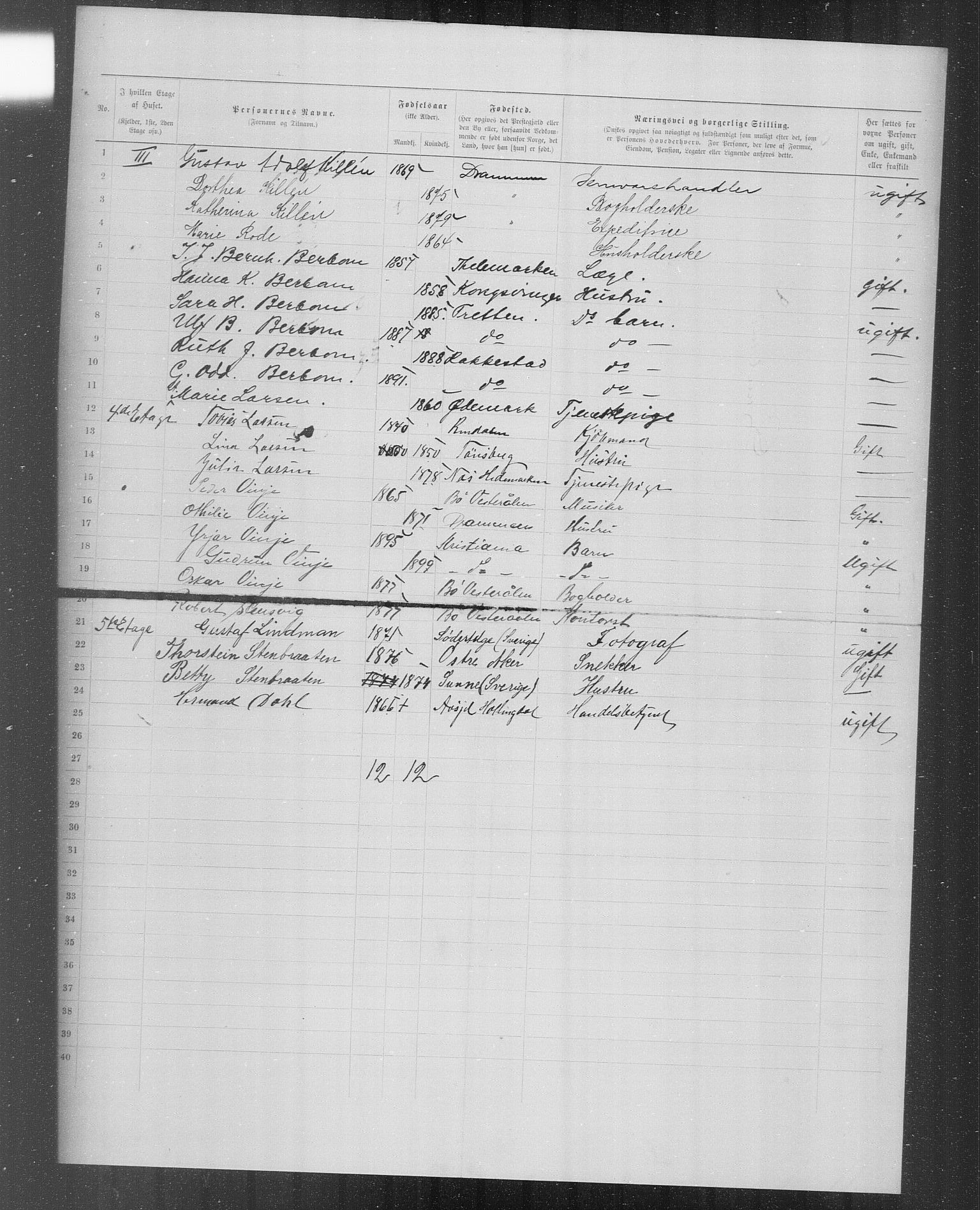 OBA, Kommunal folketelling 31.12.1899 for Kristiania kjøpstad, 1899, s. 4146