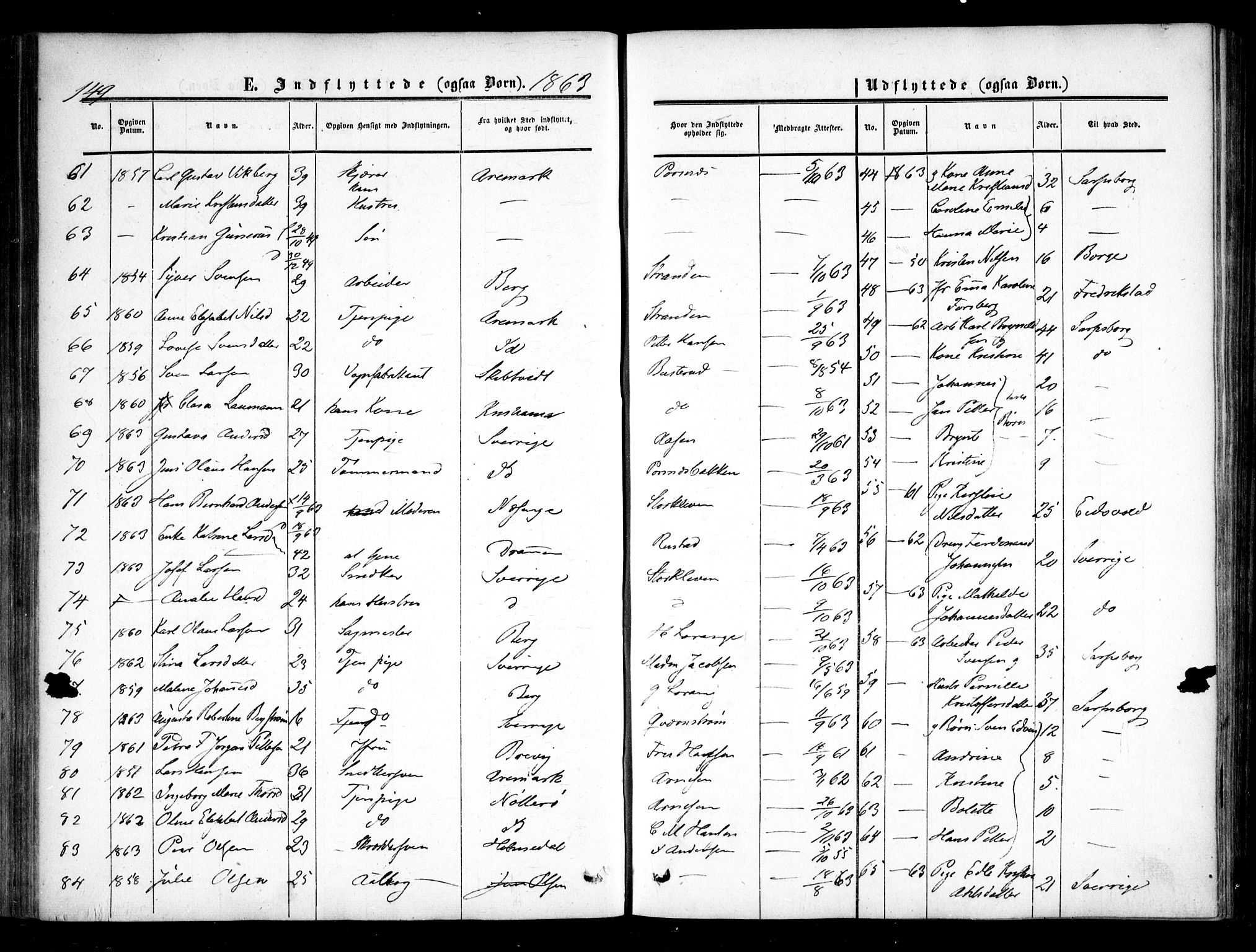 Halden prestekontor Kirkebøker, SAO/A-10909/F/Fa/L0008: Ministerialbok nr. I 8, 1857-1865, s. 149