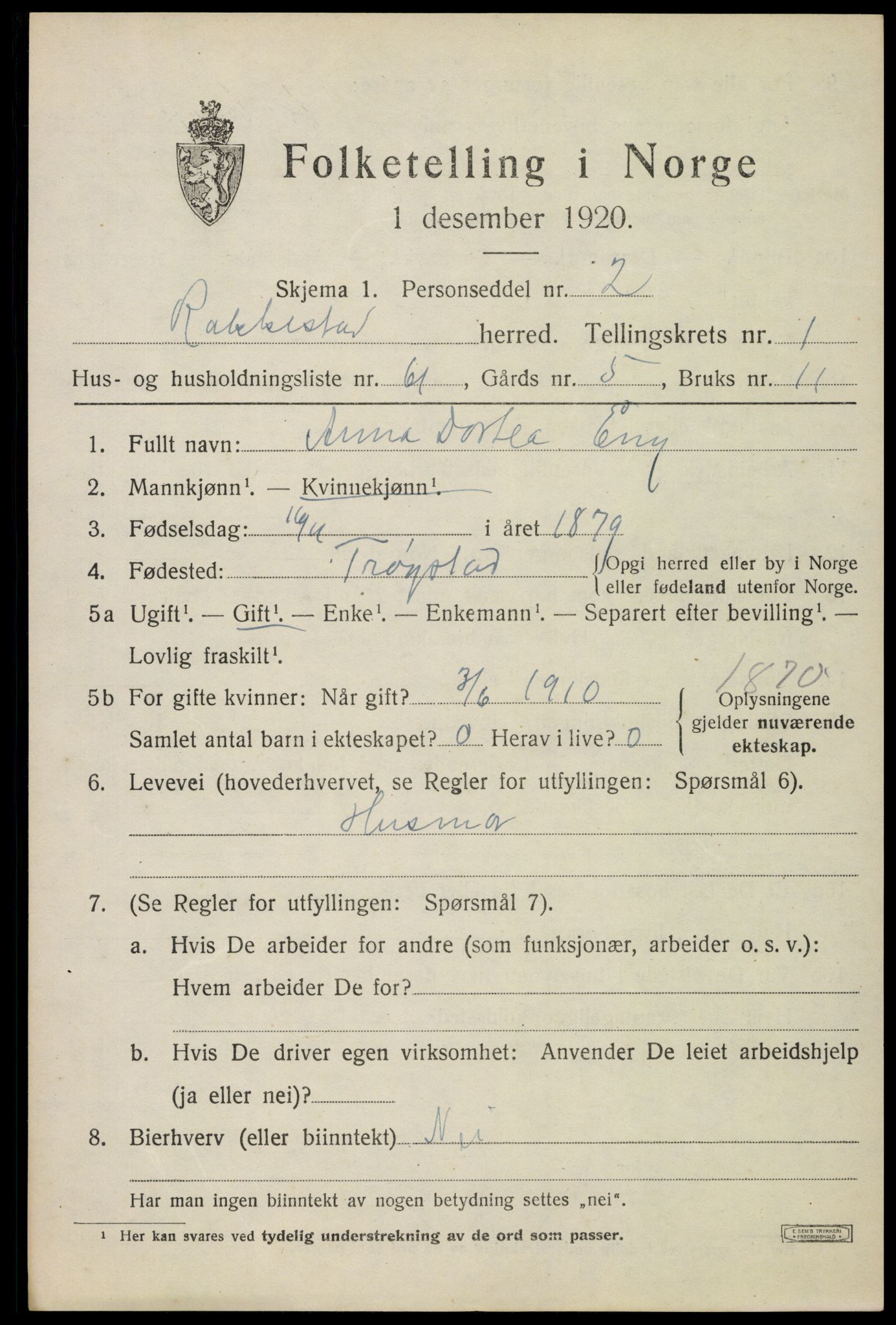 SAO, Folketelling 1920 for 0128 Rakkestad herred, 1920, s. 2429