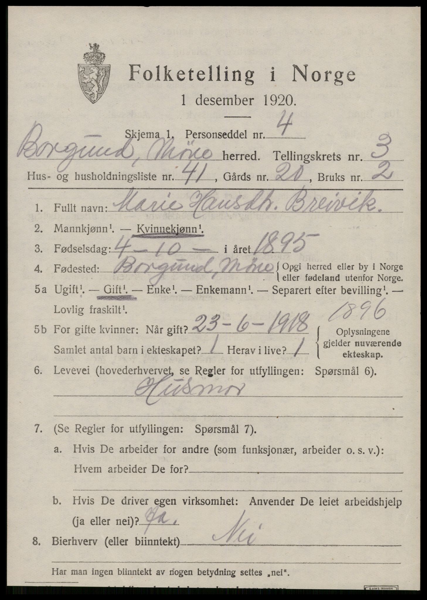 SAT, Folketelling 1920 for 1531 Borgund herred, 1920, s. 3856