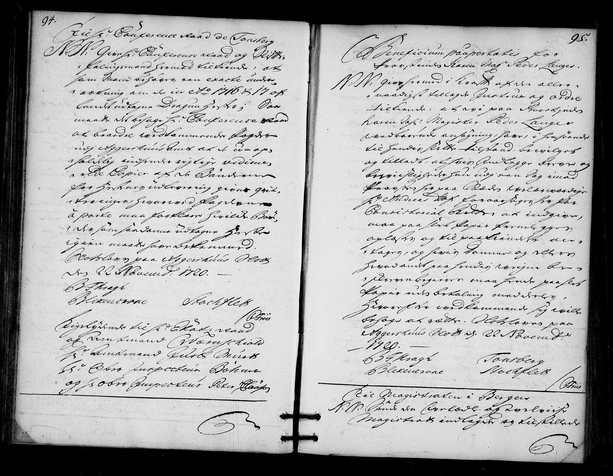 Stattholderembetet 1572-1771, AV/RA-EA-2870/Bd/L0013: Ordreprotokoll, 1720-1722, s. 94-95